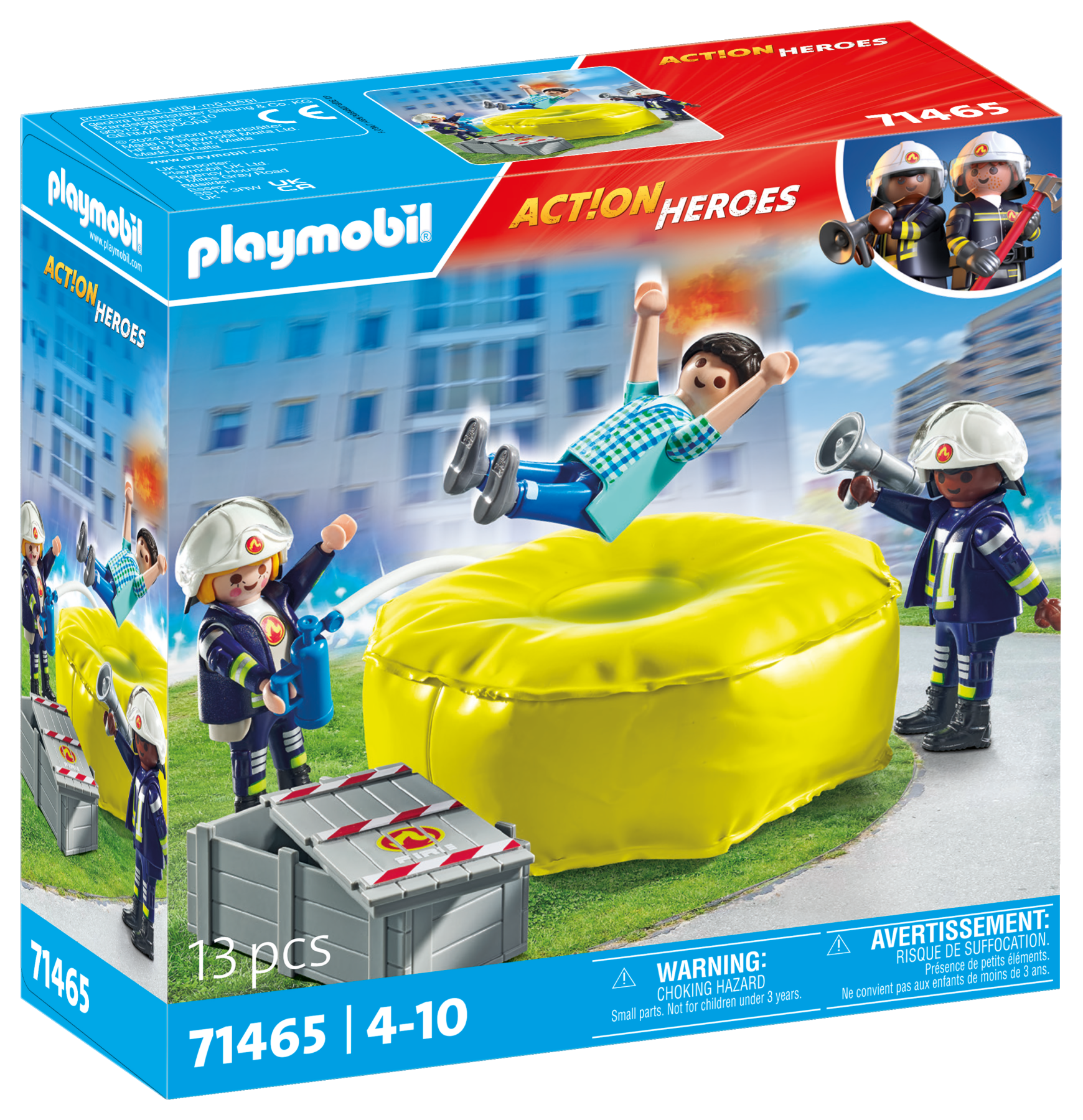 Playmobil 71465 materasso di salvataggio dei pompieri per bambini dai 4 anni - Playmobil