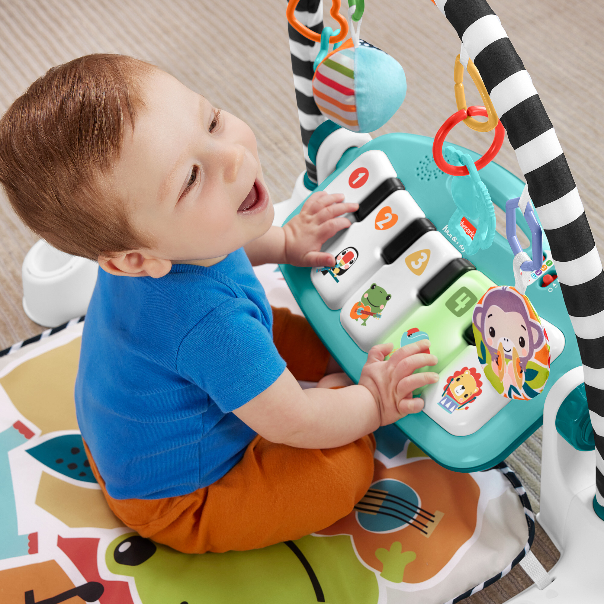 Fisher-price - palestrina baby piano, set musicale portatile con 3 livelli di apprendimento smart stages, include 10 giocattoli collegabili - FISHER-PRICE