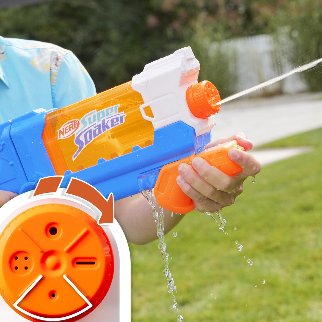 Nerf super soaker - flip fill, soaker con 4 stili di spruzzo, riempimento rapido, serbatoio da 887 mm, giochi d'acqua - NERF