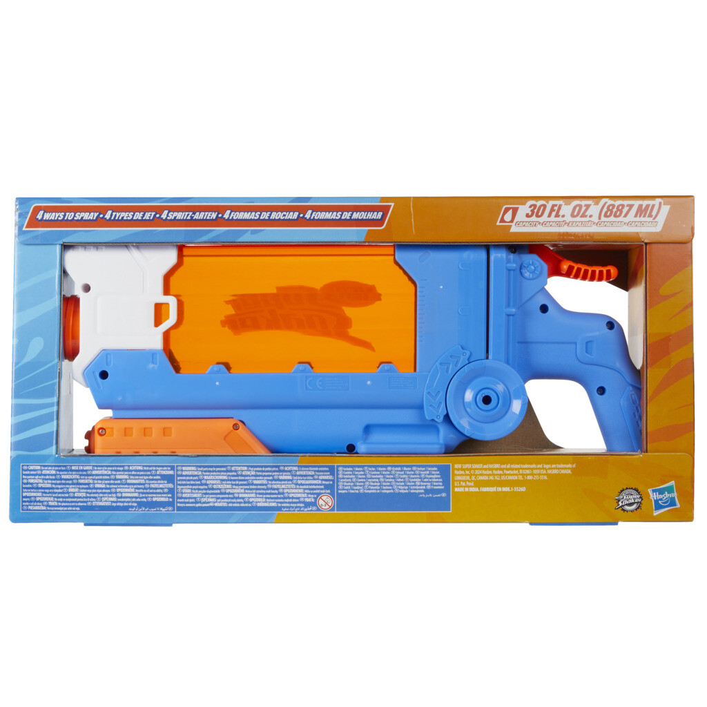 Nerf super soaker - flip fill, soaker con 4 stili di spruzzo, riempimento rapido, serbatoio da 887 mm, giochi d'acqua - NERF