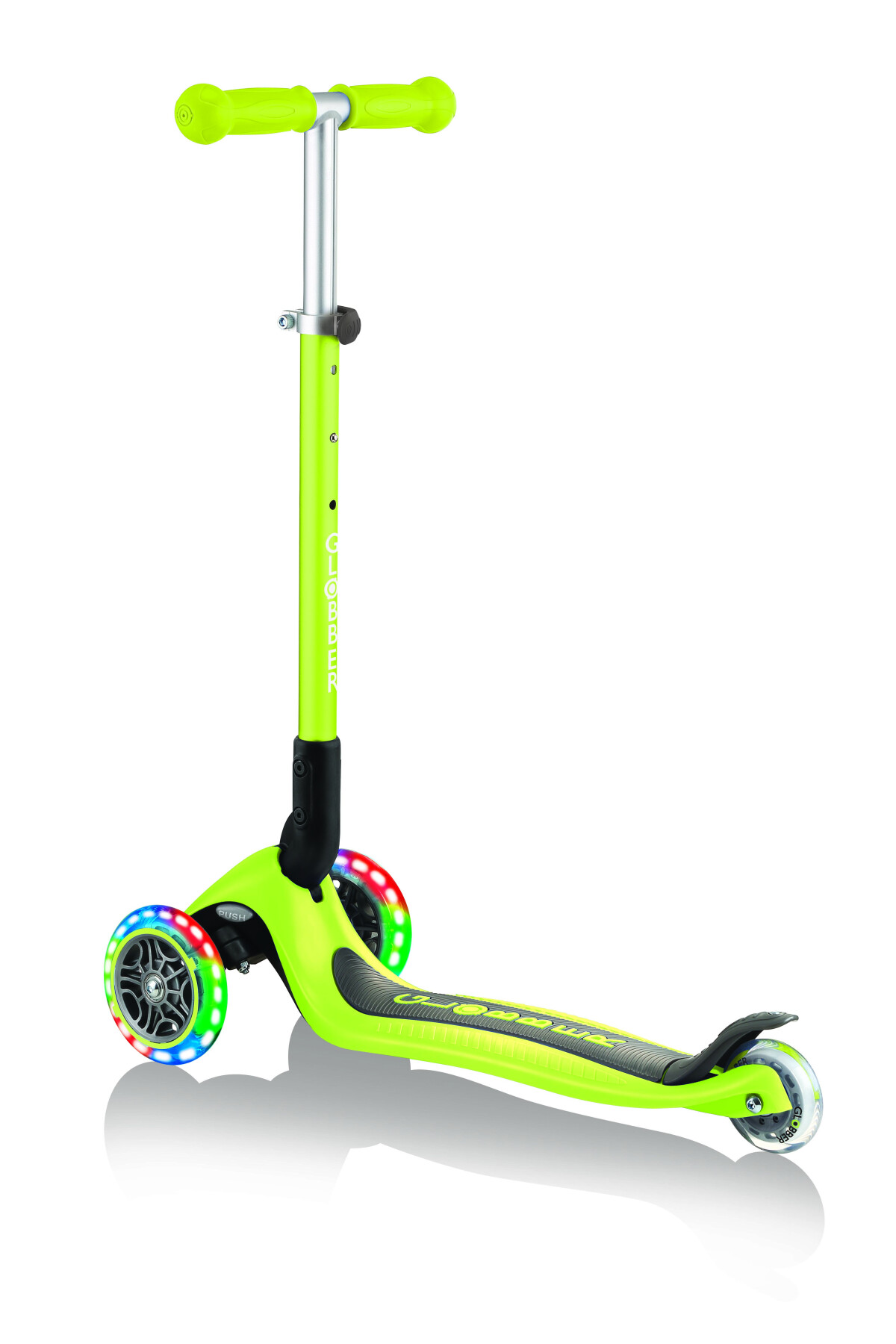 Globber primo foldable lights: monopattino 3 ruote verde - per bambini 3-7 anni - GLOBBER