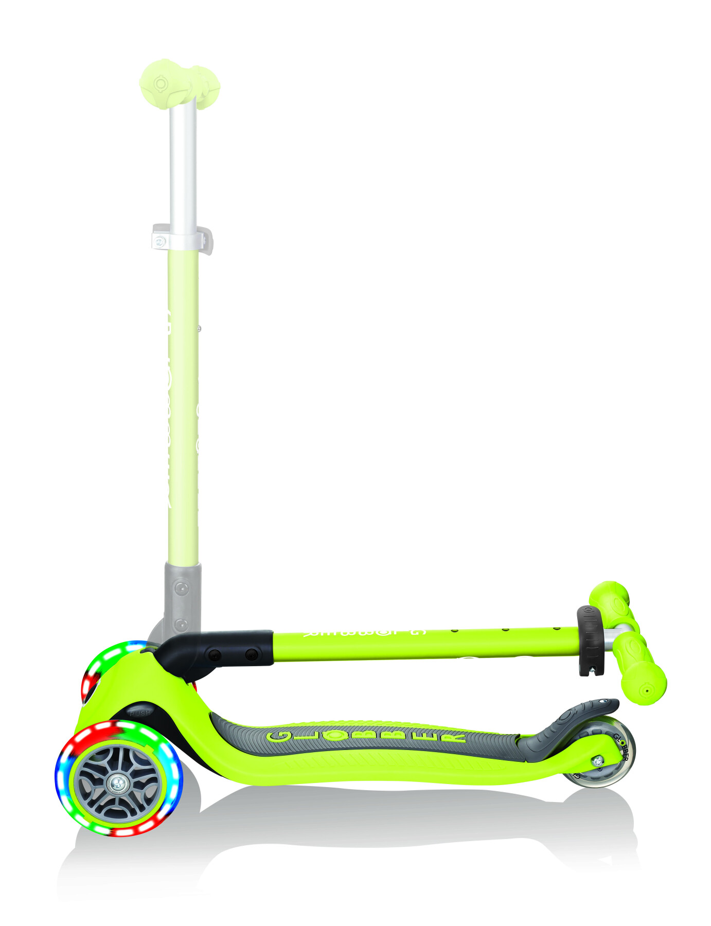 Globber primo foldable lights: monopattino 3 ruote verde - per bambini 3-7 anni - GLOBBER