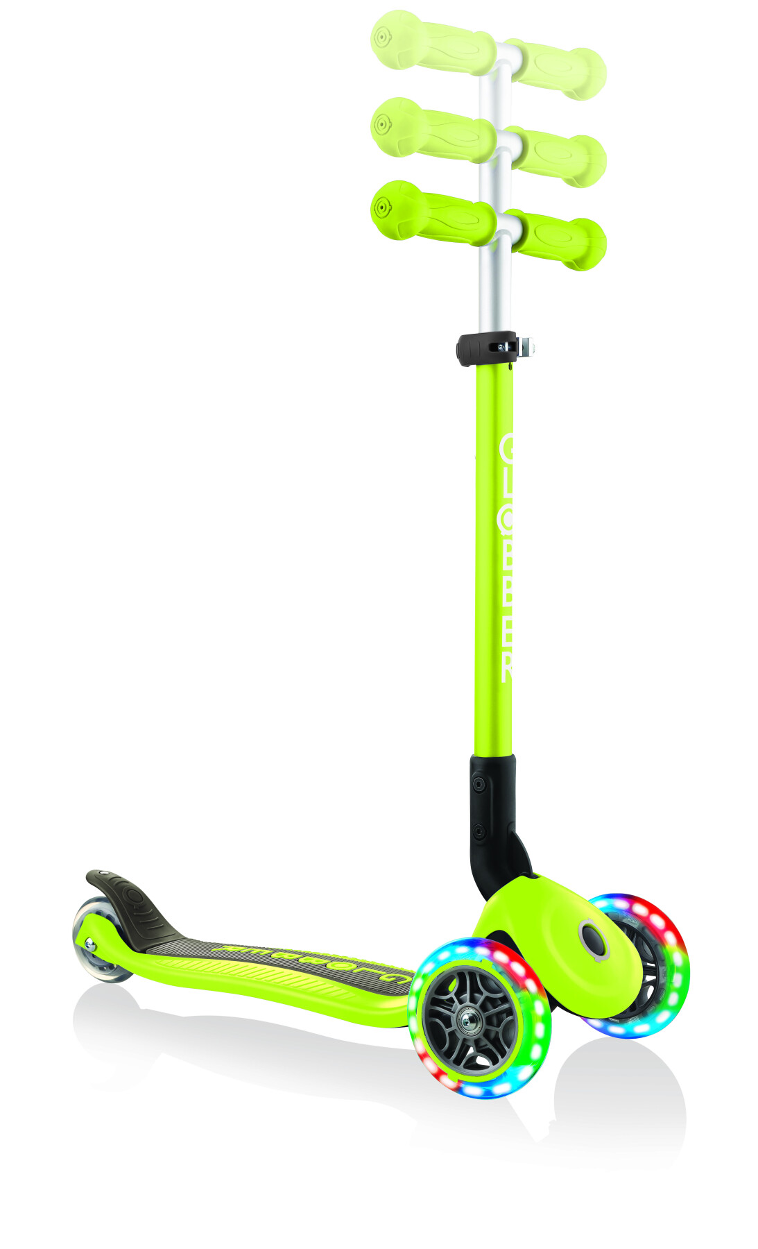 Globber primo foldable lights: monopattino 3 ruote verde - per bambini 3-7 anni - GLOBBER