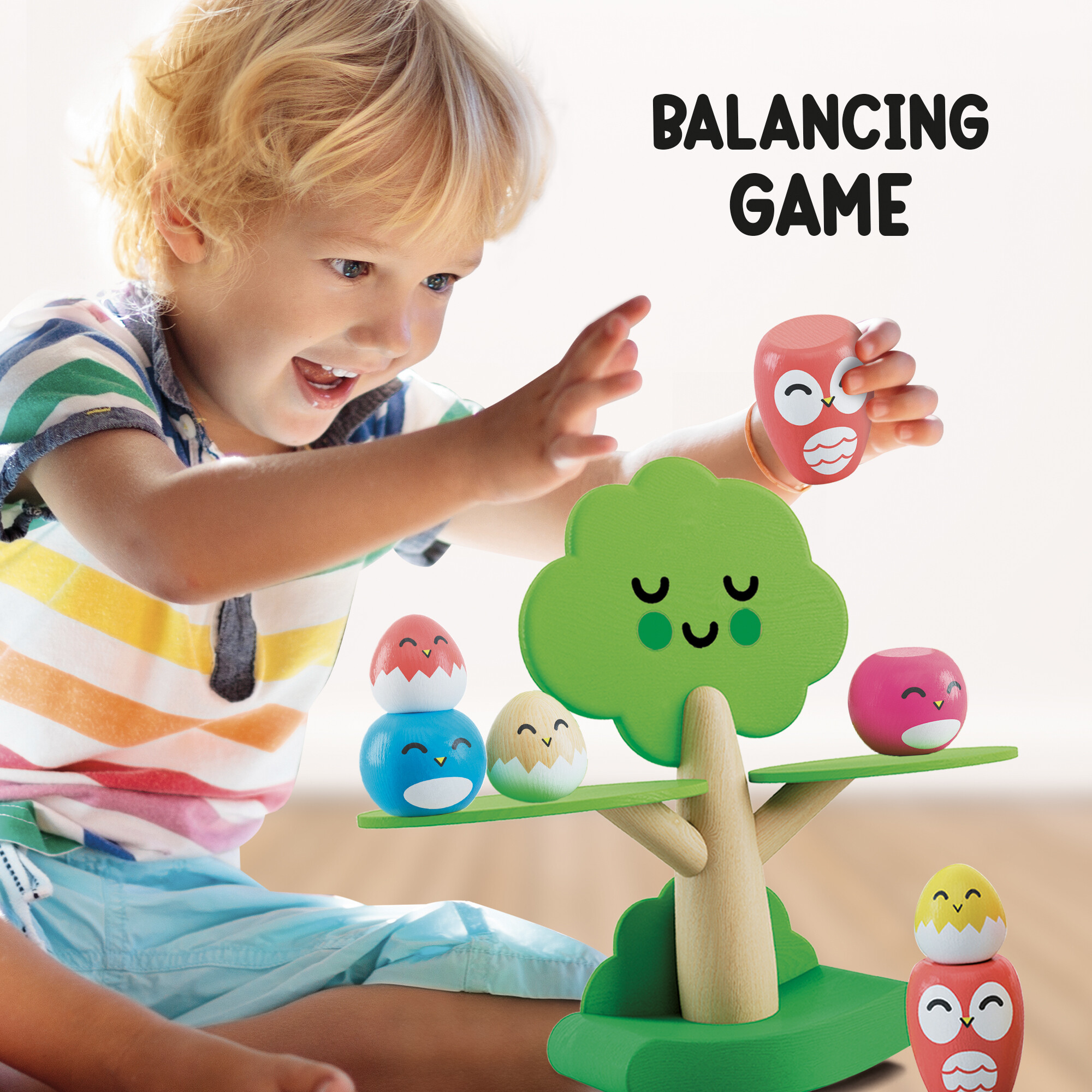 Montessori baby wood happy birds balancing game - LISCIANI