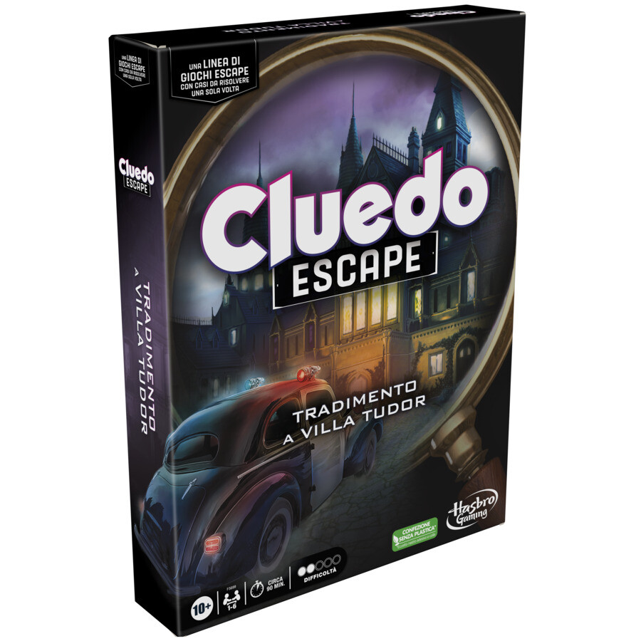 Cluedo escape - il tradimento a villa tudor refresh, un gioco di misteri ed enigmi in versione escape game, un gioco da tavolo cooperativo per famiglie, dai 10 anni in su, da 1 a 6 giocatori - HASBRO GAMING