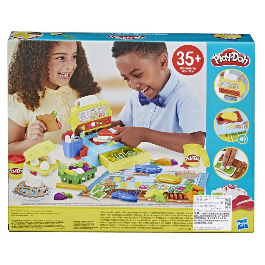Play-doh, il supermercato, playset con registratore di cassa, tappetino da gioco, 37 strumenti e 10 vasetti di pasta modellabile, per bambini dai 3 anni in su - PLAY-DOH