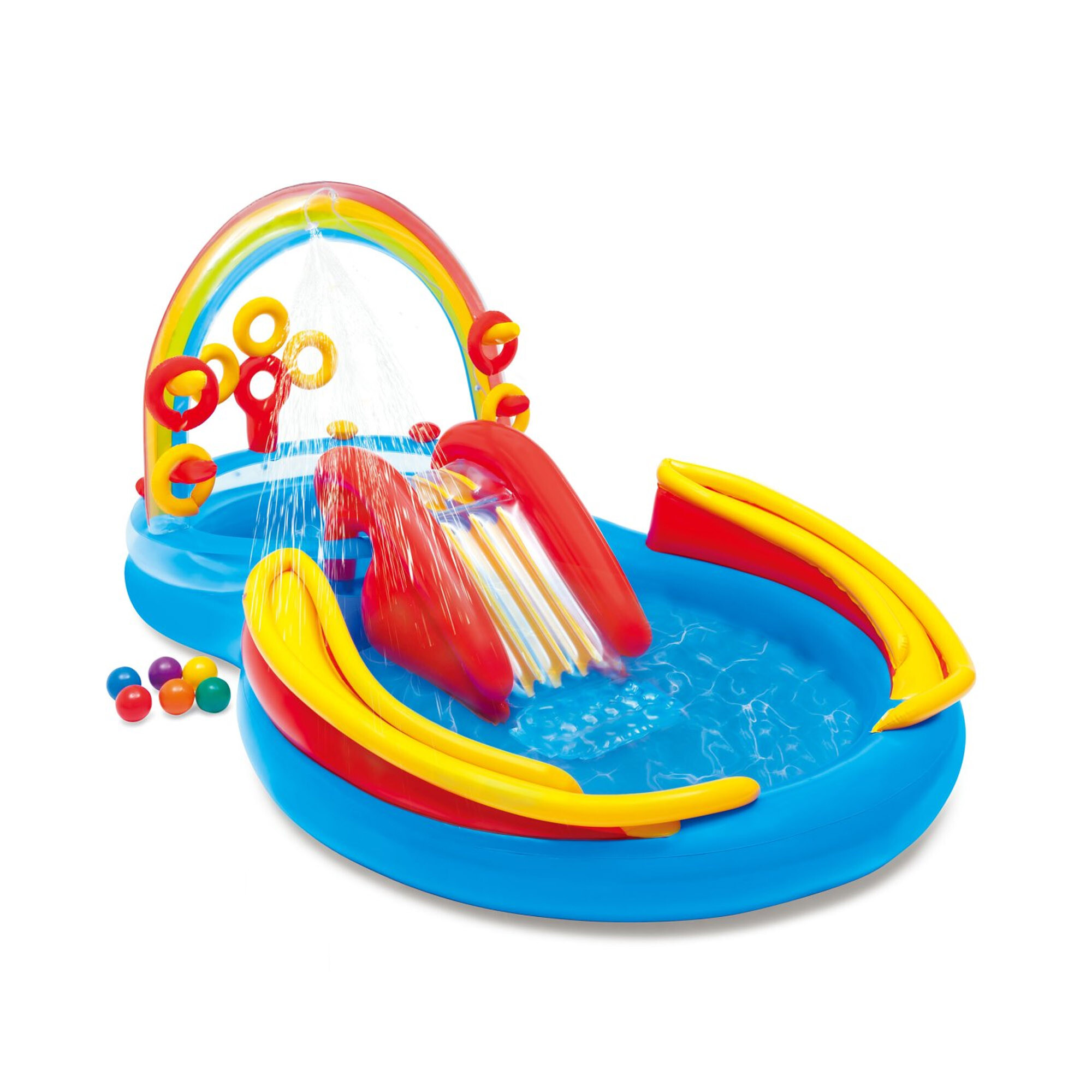 Intex - playground arcobaleno piscina gonfiabile, con palline, multicolore, 297x193x135 cm - INTEX