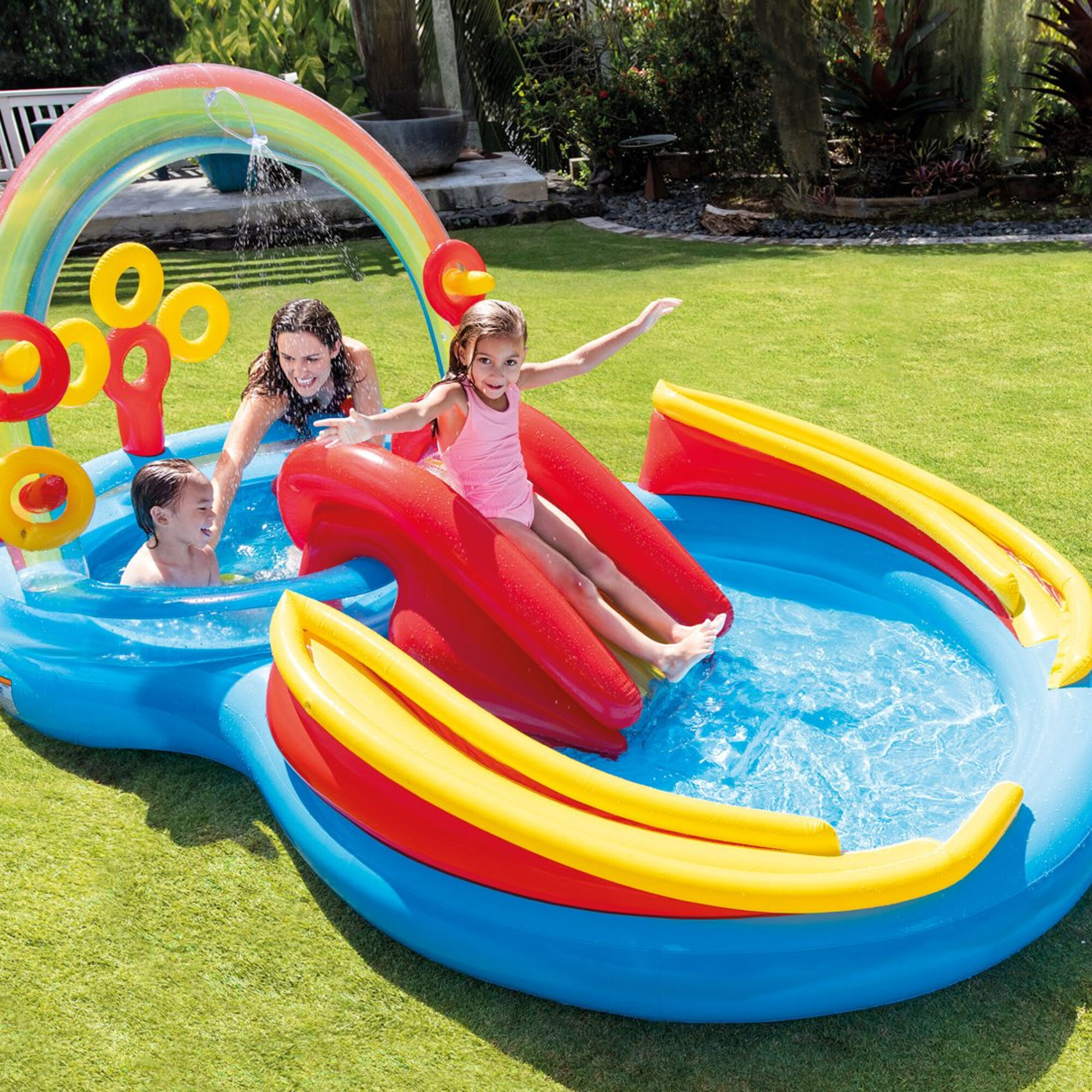 Intex - playground arcobaleno piscina gonfiabile, con palline, multicolore, 297x193x135 cm - INTEX