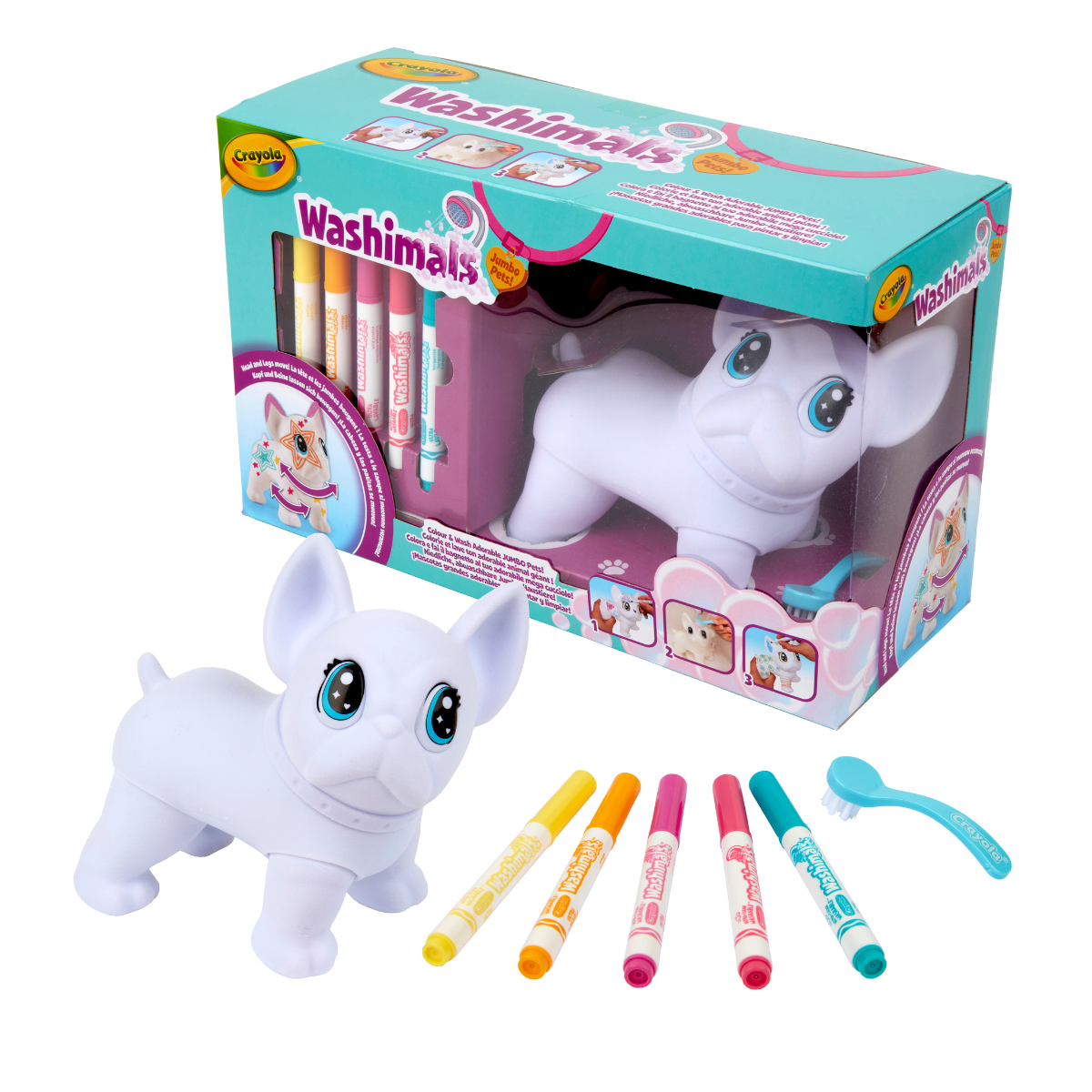 Crayola washimals jumbo pets - big wilbur il grande cagnolino da colorare lavare e ricolorare, 15cm, gioco e regalo per bambini da 3 anni - CRAYOLA