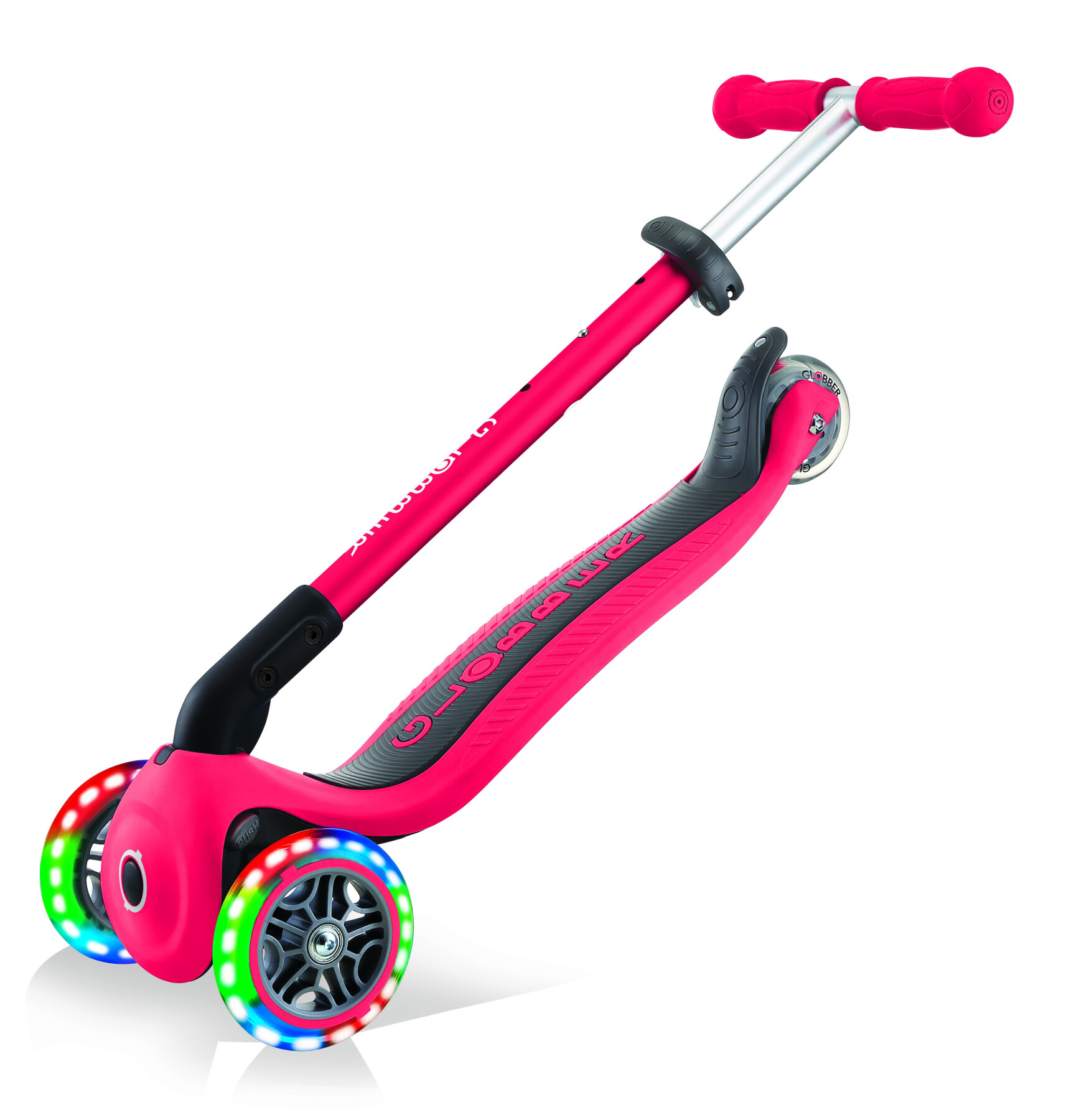 Globber primo foldable lights: monopattino 3 ruote rosso- per bambini 3-7 anni - GLOBBER