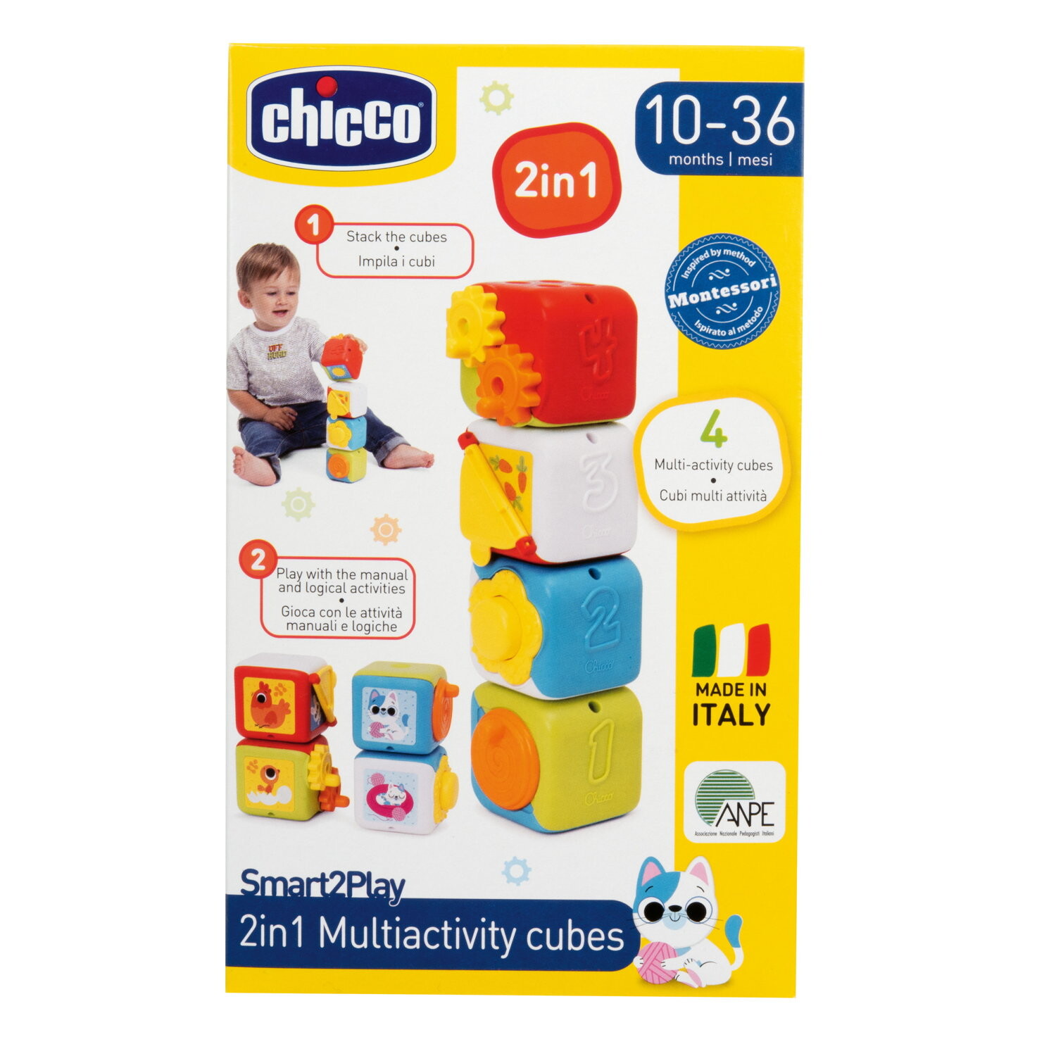 Chicco - cubi multiattività 2in1, smart2play, 10-36m - Chicco