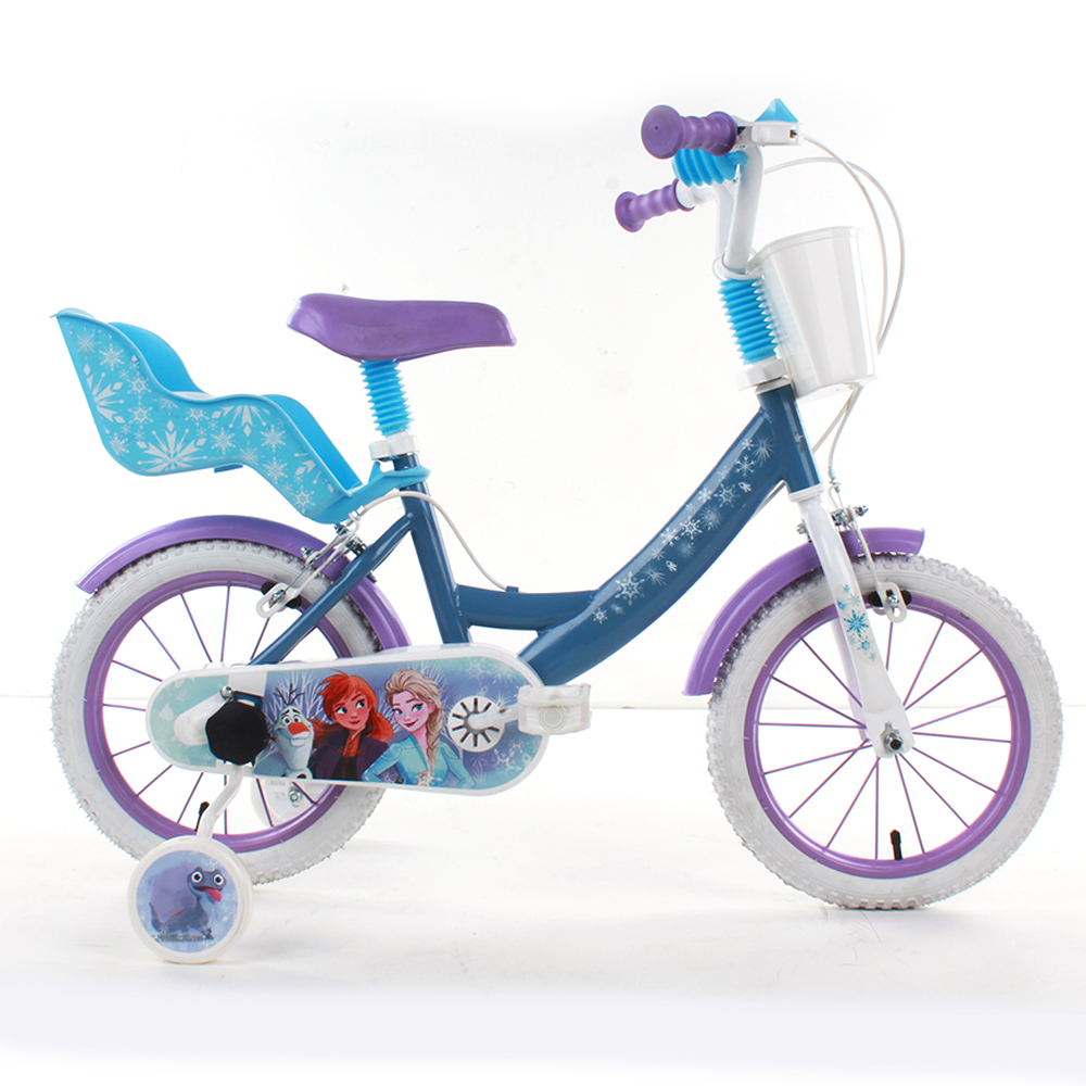 Bicicletta da bambini da 14 pollici con portabambole - cestino e stabilizzatori laterali di disney frozen - DISNEY PRINCESS, Frozen