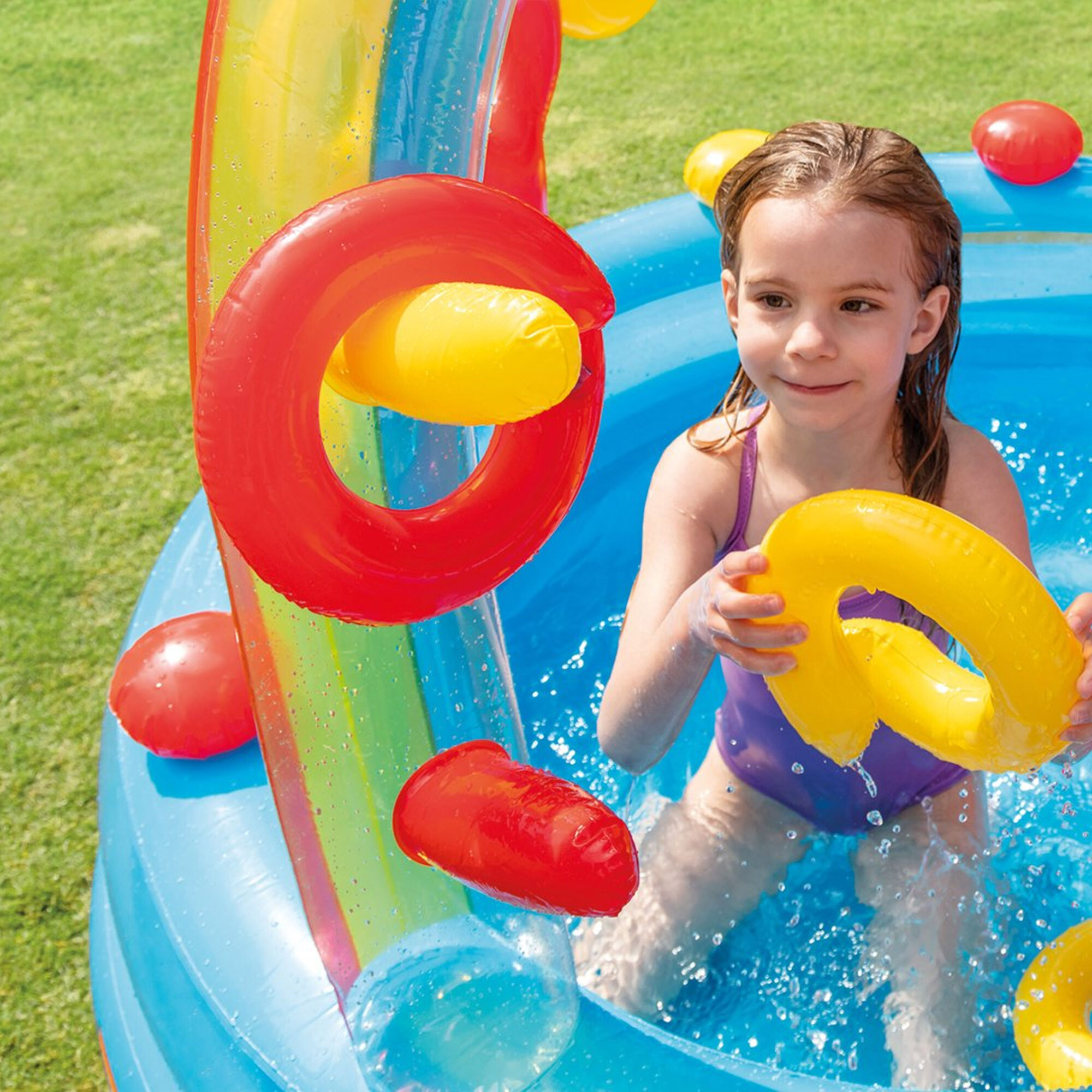 Intex - playground arcobaleno piscina gonfiabile, con palline, multicolore, 297x193x135 cm - INTEX