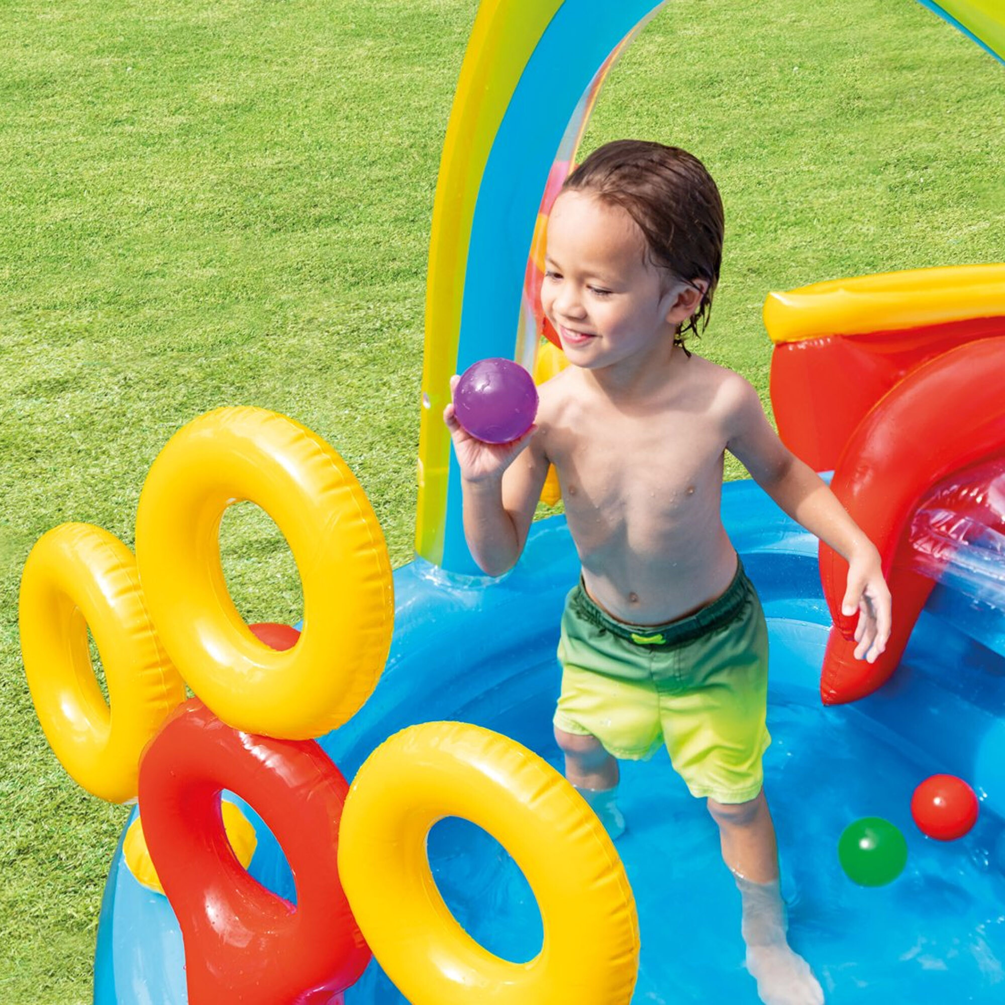 Intex - playground arcobaleno piscina gonfiabile, con palline, multicolore, 297x193x135 cm - INTEX