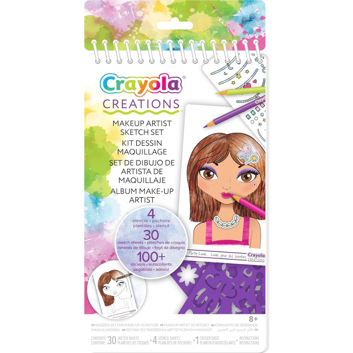 Crayola creations - album make-up artist, per disegnare trucco e acconciature alla moda, con stencil e stickers, attività creativa e regalo, da 8 anni, 04-1055 - CRAYOLA