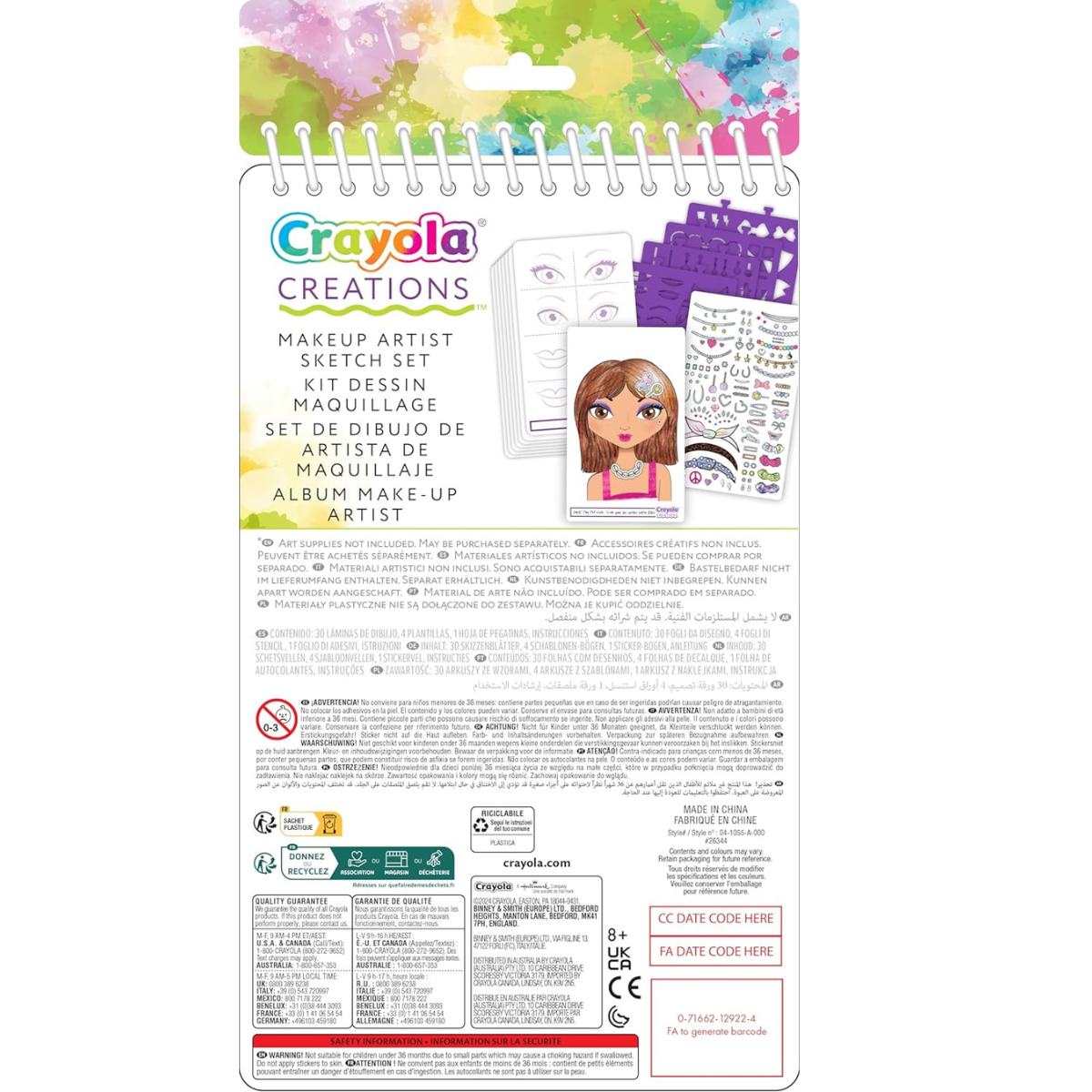 Crayola creations - album make-up artist, per disegnare trucco e acconciature alla moda, con stencil e stickers, attività creativa e regalo, da 8 anni, 04-1055 - CRAYOLA