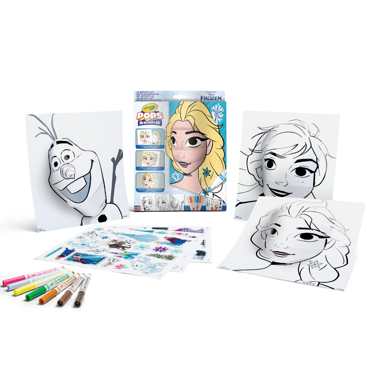 Crayola pops - set attività 3d, per colorare e creare disegni in 3d, attività creativa e regalo per bambini, soggetto disney frozen, da 6 anni - CRAYOLA, DISNEY PRINCESS