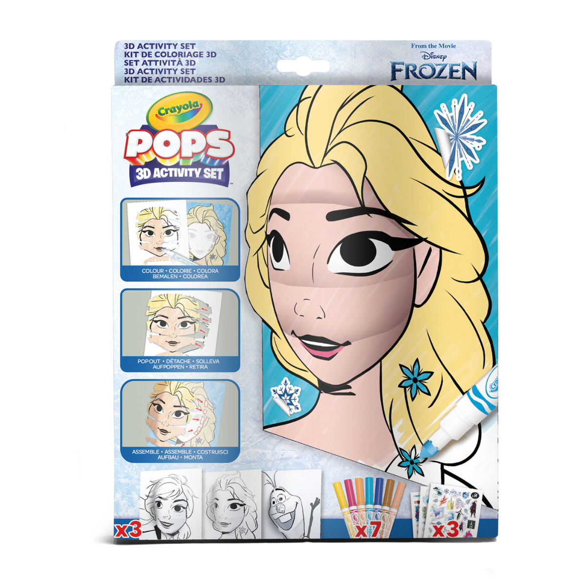 Crayola pops - set attività 3d, per colorare e creare disegni in 3d, attività creativa e regalo per bambini, soggetto disney frozen, da 6 anni - CRAYOLA, DISNEY PRINCESS