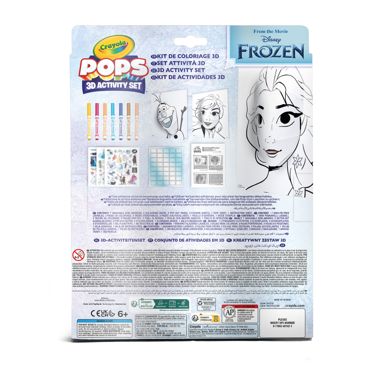 Crayola pops - set attività 3d, per colorare e creare disegni in 3d, attività creativa e regalo per bambini, soggetto disney frozen, da 6 anni - CRAYOLA, DISNEY PRINCESS