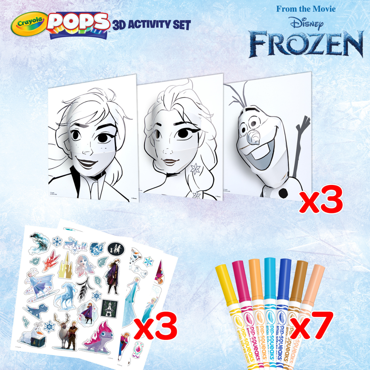 Crayola pops - set attività 3d, per colorare e creare disegni in 3d, attività creativa e regalo per bambini, soggetto disney frozen, da 6 anni - CRAYOLA, DISNEY PRINCESS