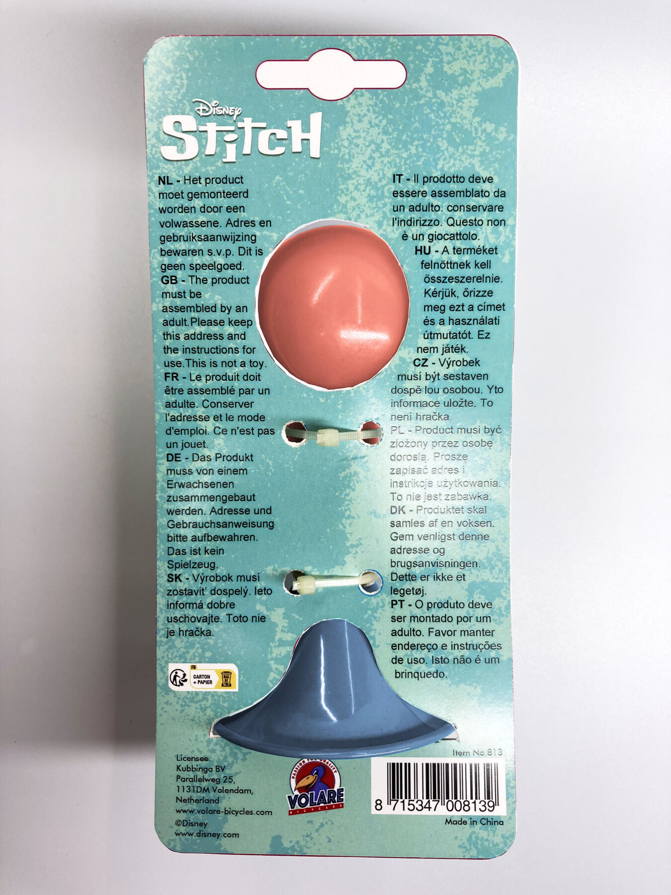 Trombetta per bicicletta di stitch da apporre sul manubrio - Disney Stitch