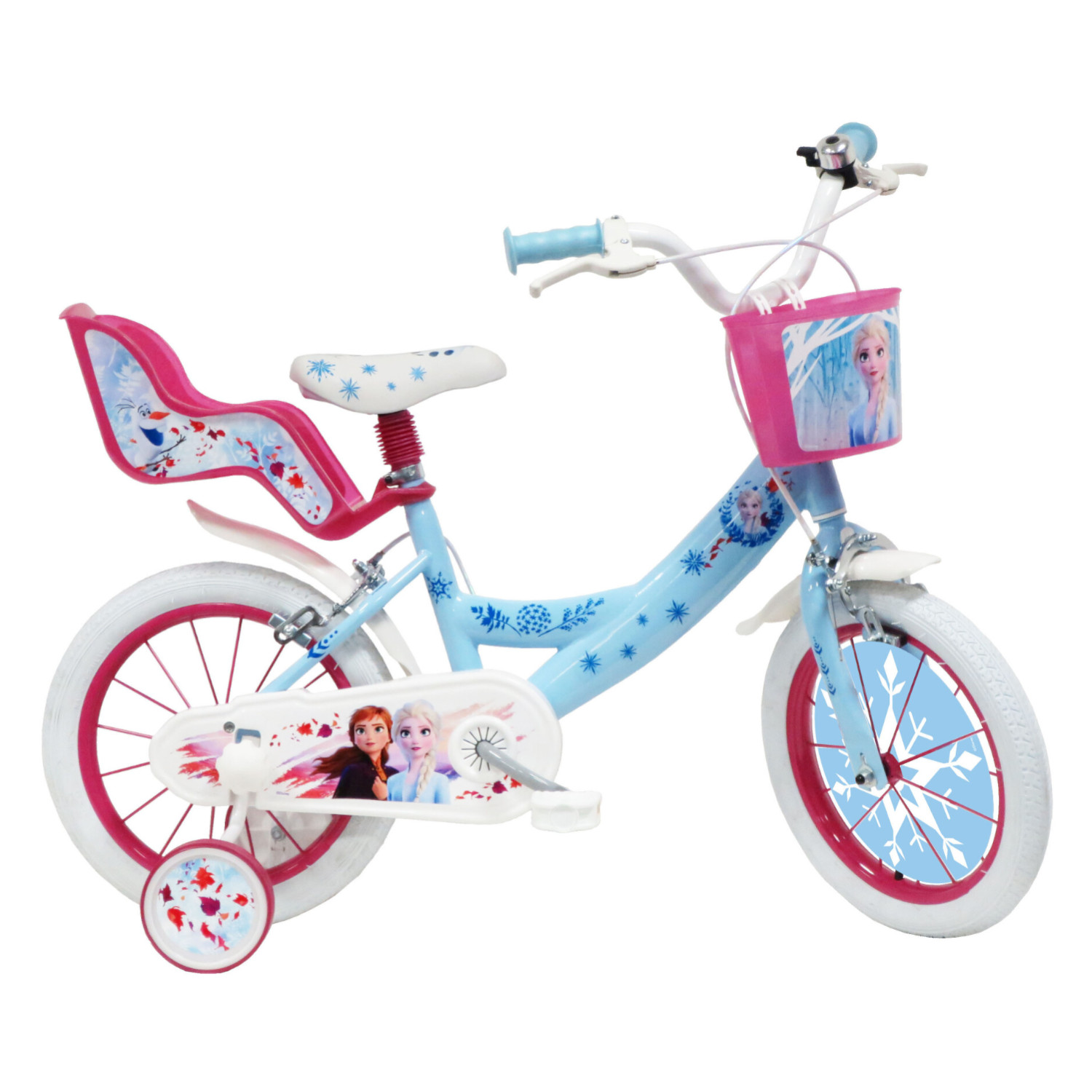Bicicletta misura da 16 pollici disney frozen con cestino e portabambole - adatta per bambini 4-6 anni - Frozen