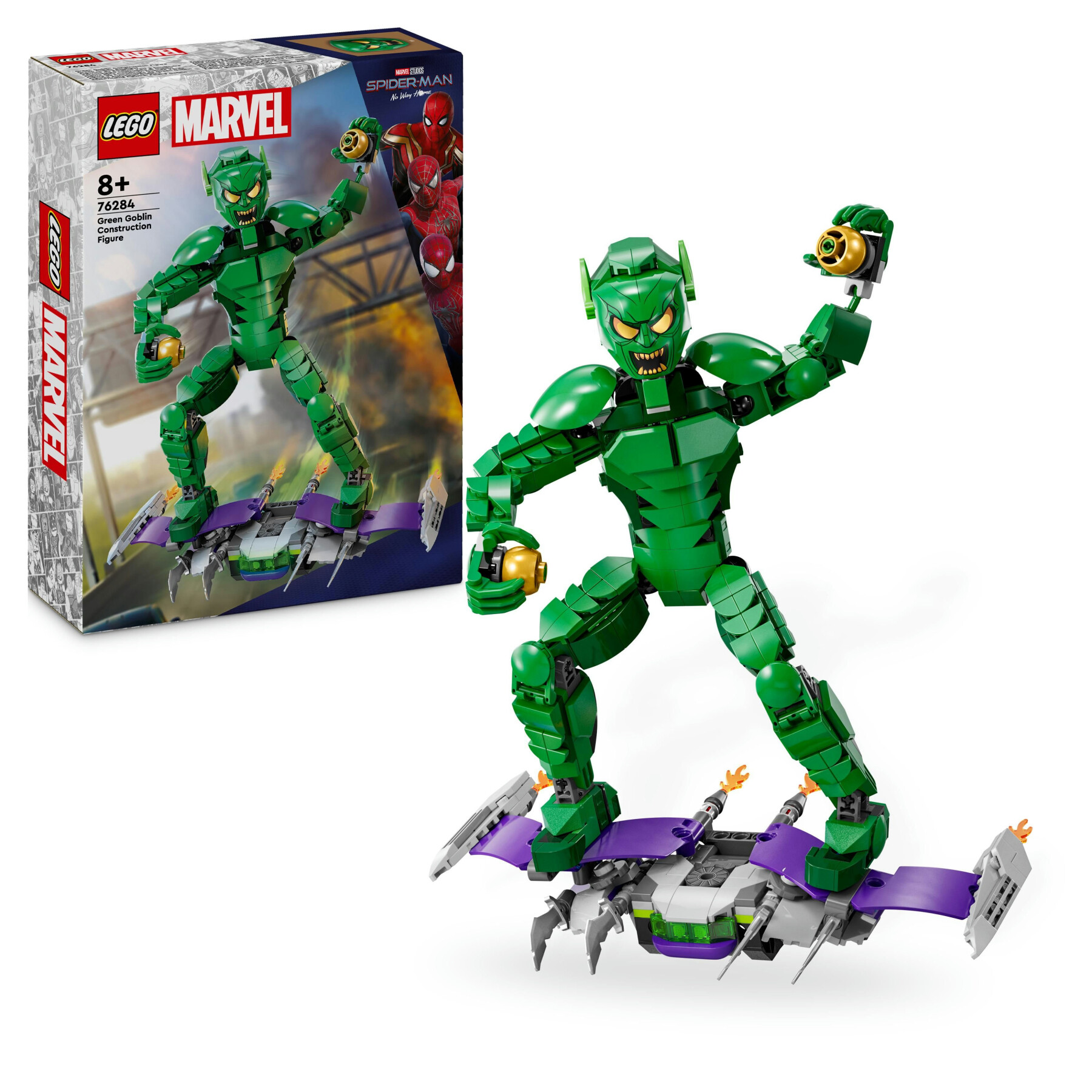 Lego marvel 76284 personaggio costruibile di goblin, gioco per bambini 8+, action figure snodabile del nemico di spider-man - LEGO SUPER HEROES