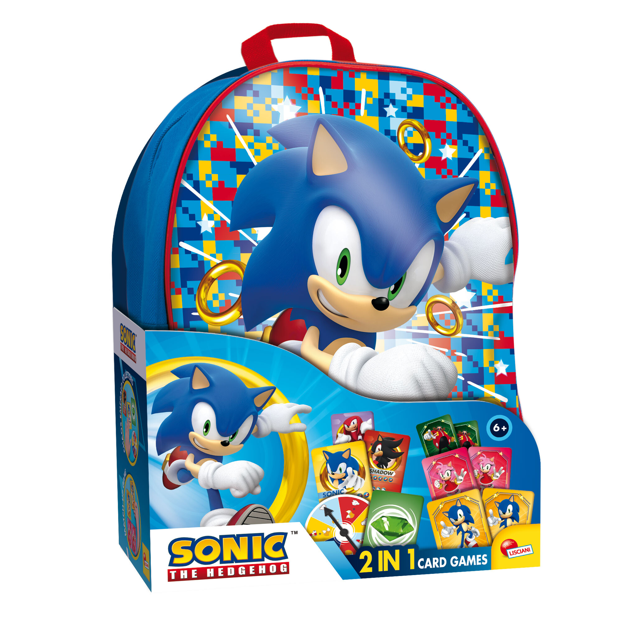 Sonic 2 in 1 card games in a backpack - LISCIANI, Sonic