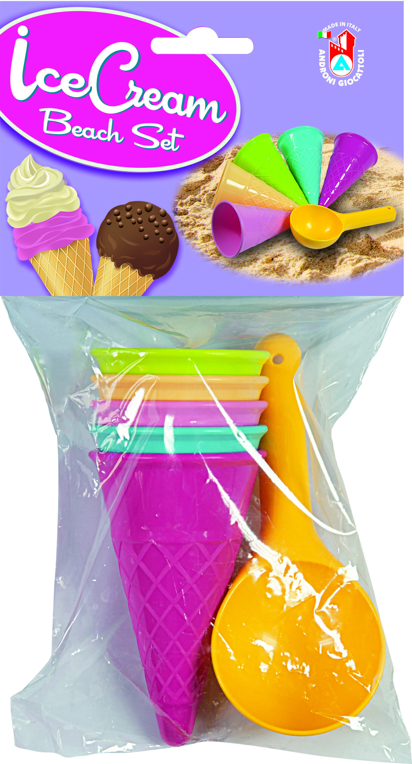Set 4  formine coni gelato vari colori  e paletta gelato in busta - 