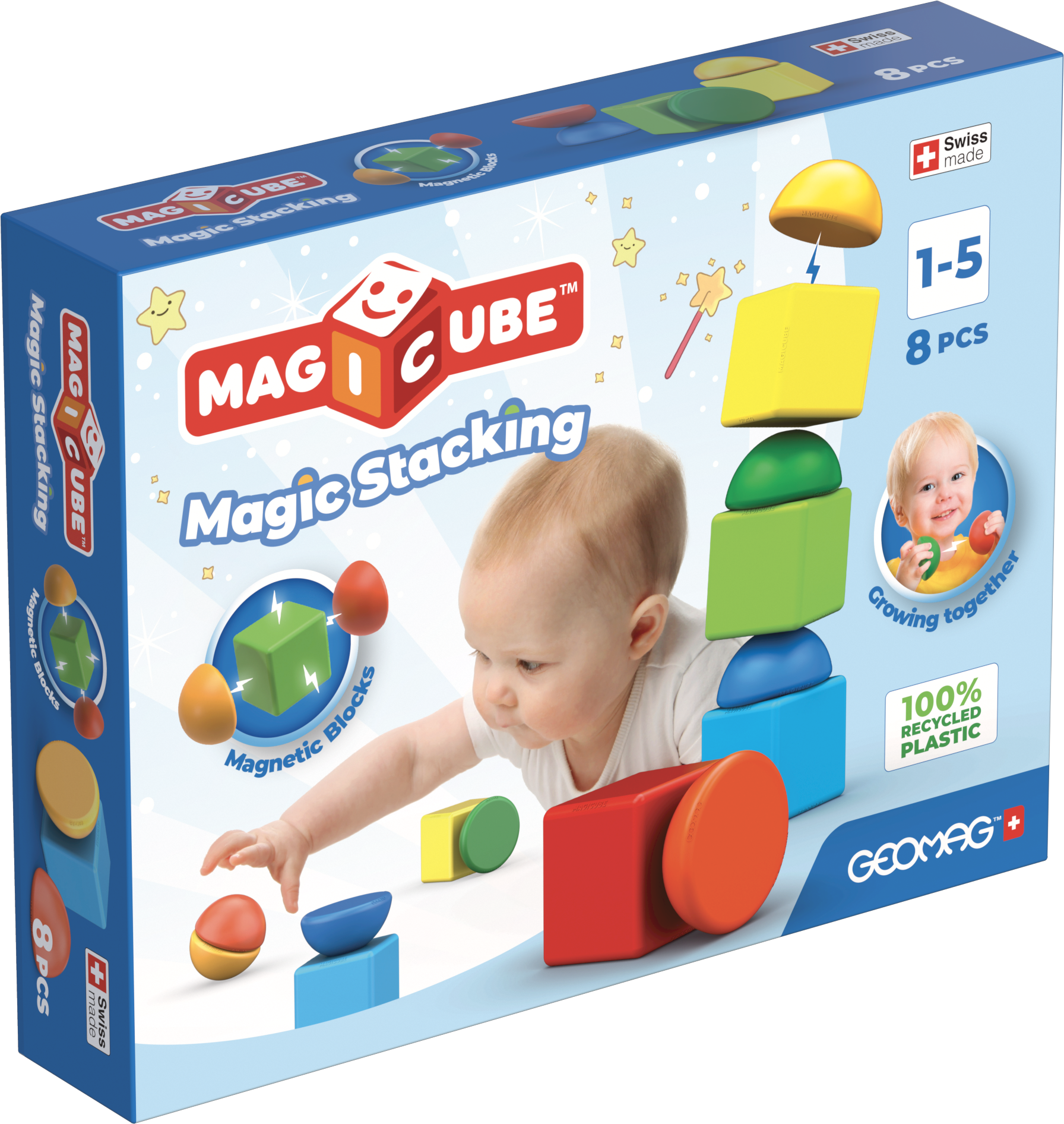 Geomag magicube magic blocks stacking - 8 pezzi - 100% recycled - Geomag
