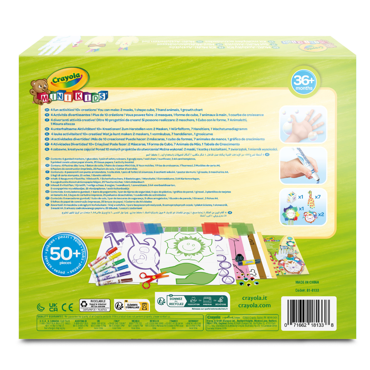 Crayola mini kids - set multi-attività per realizzare lavoretti creativi, con pennarelli, forbicine, colla, oltre 50 pezzi attività creativa per bambini e bambine da 3 anni - CRAYOLA