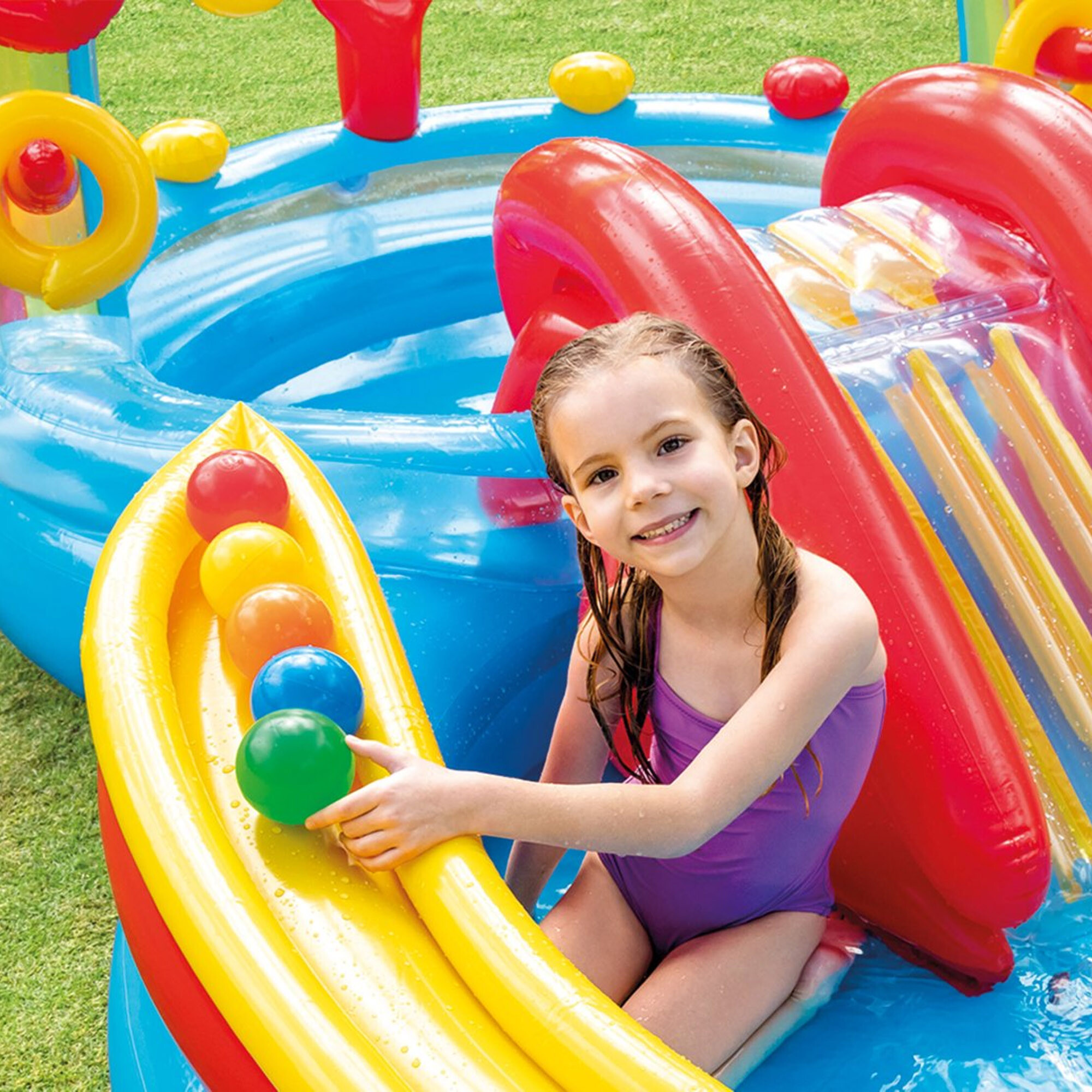 Intex - playground arcobaleno piscina gonfiabile, con palline, multicolore, 297x193x135 cm - INTEX