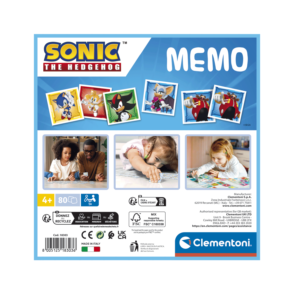 Clementoni - memo sonic - gioco di memoria educativo, 18303 - SAPIENTINO