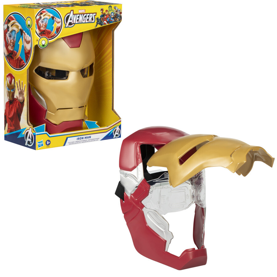 Hasbro marvel avengers, maschera flip fx di iron man, con effetti luminosi, replica per giochi d'imitazione - 
