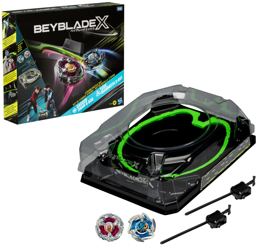 Hasbro beyblade x, battle set, set da combattimento con beystadium, 2 trottole e 2 lanciatori - BEYBLADE