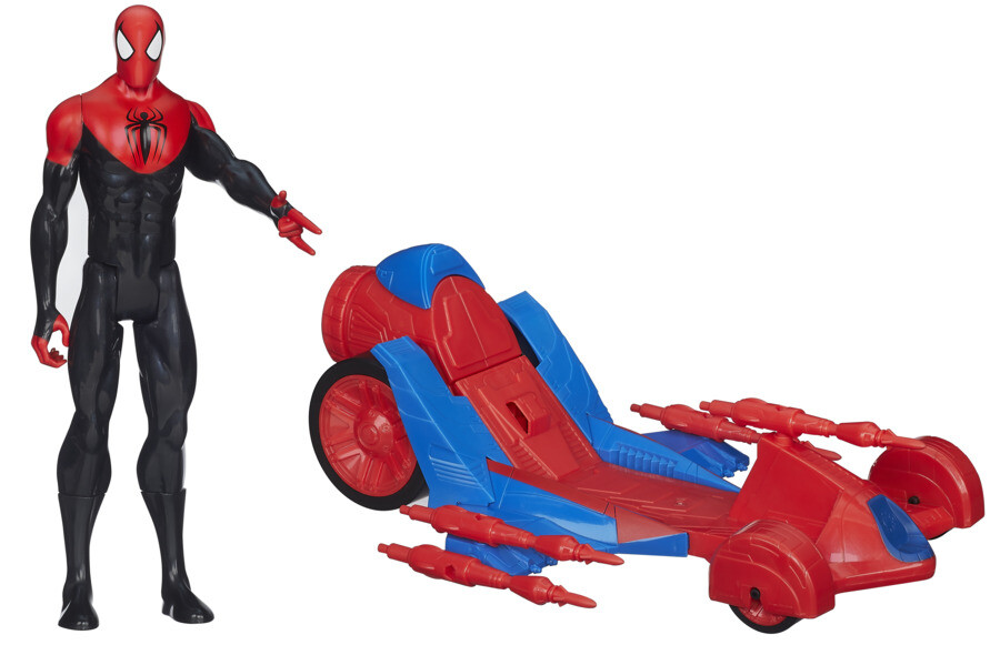 Hasbro marvel spider-man, spider-man turbo racer, action figure da 30 cm di spider-man con veicolo - Spiderman