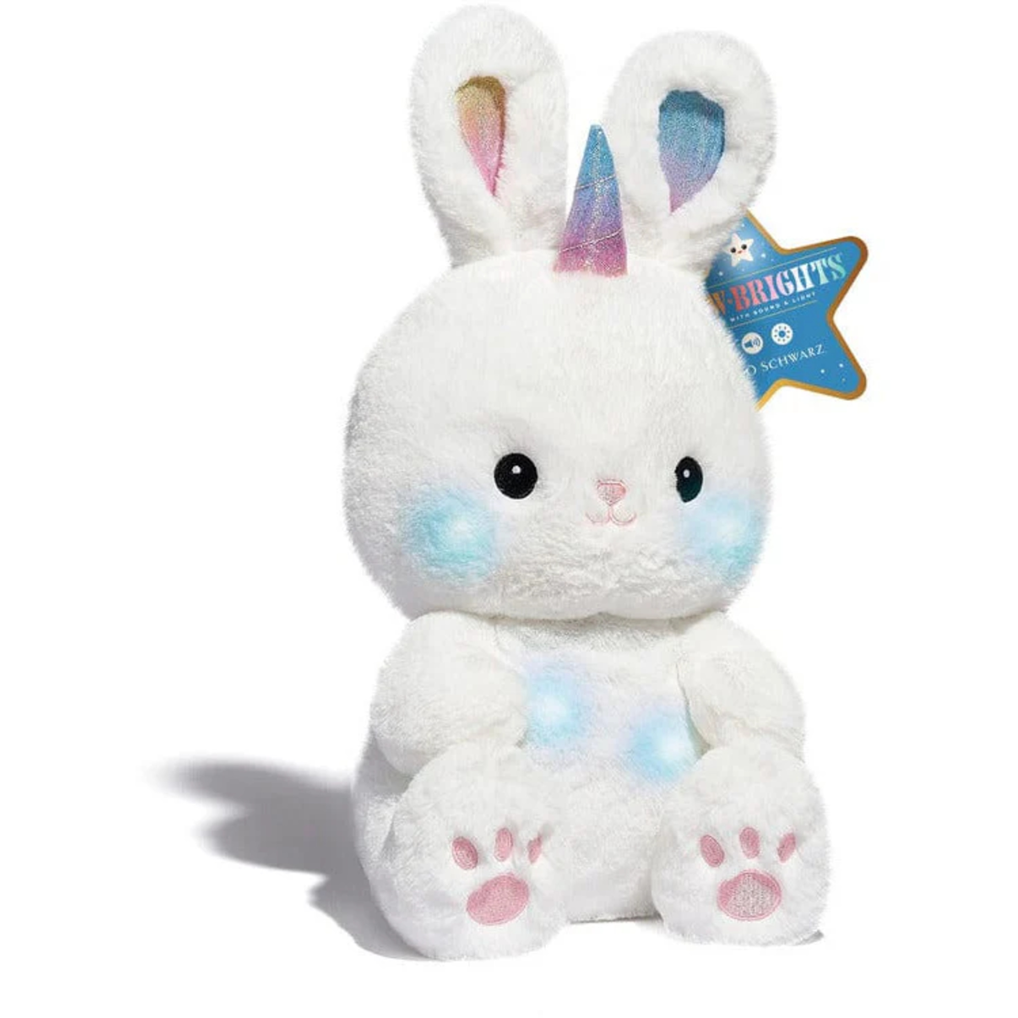 Peluche luminoso bunnycorn glow brights con suoni e led 38 cm - FAO Schwarz