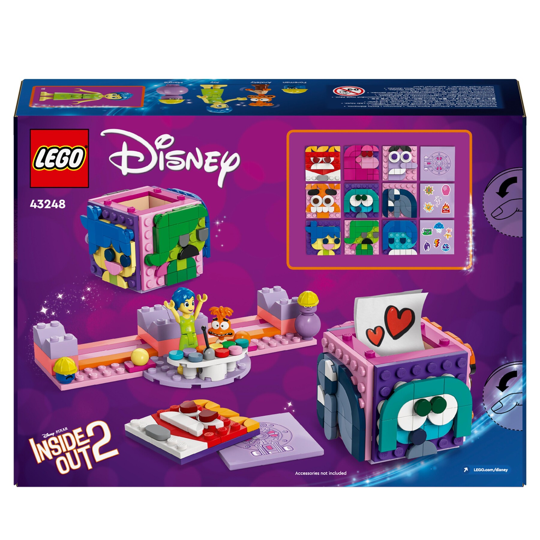 Lego disney 43248 mood cube di inside out 2 dal film d'animazione pixar, giochi per bambini 9+ anni antistress da costruire - Disney, Lego