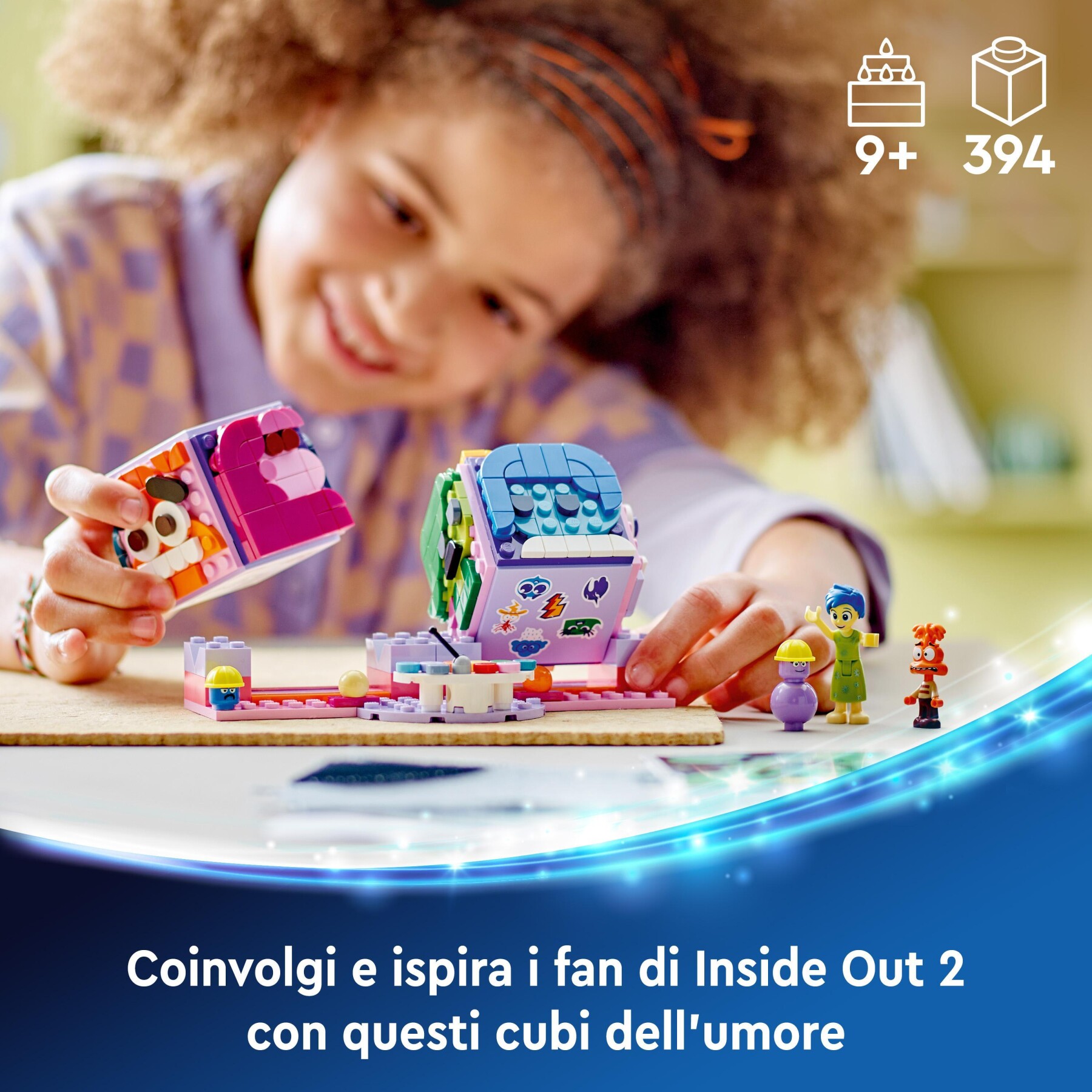 Lego disney 43248 mood cube di inside out 2 dal film d'animazione pixar, giochi per bambini 9+ anni antistress da costruire - Disney, Lego