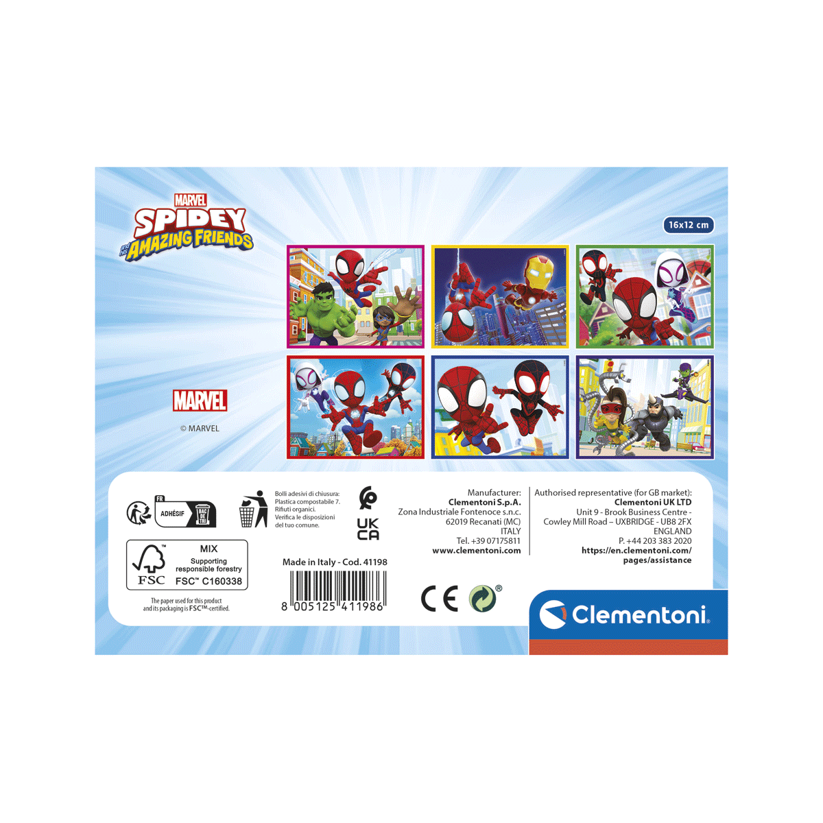 Clementoni - supercolor puzzle marvel spidey and his amazing friends - 12 pezzi, 41198 - CLEMENTONI