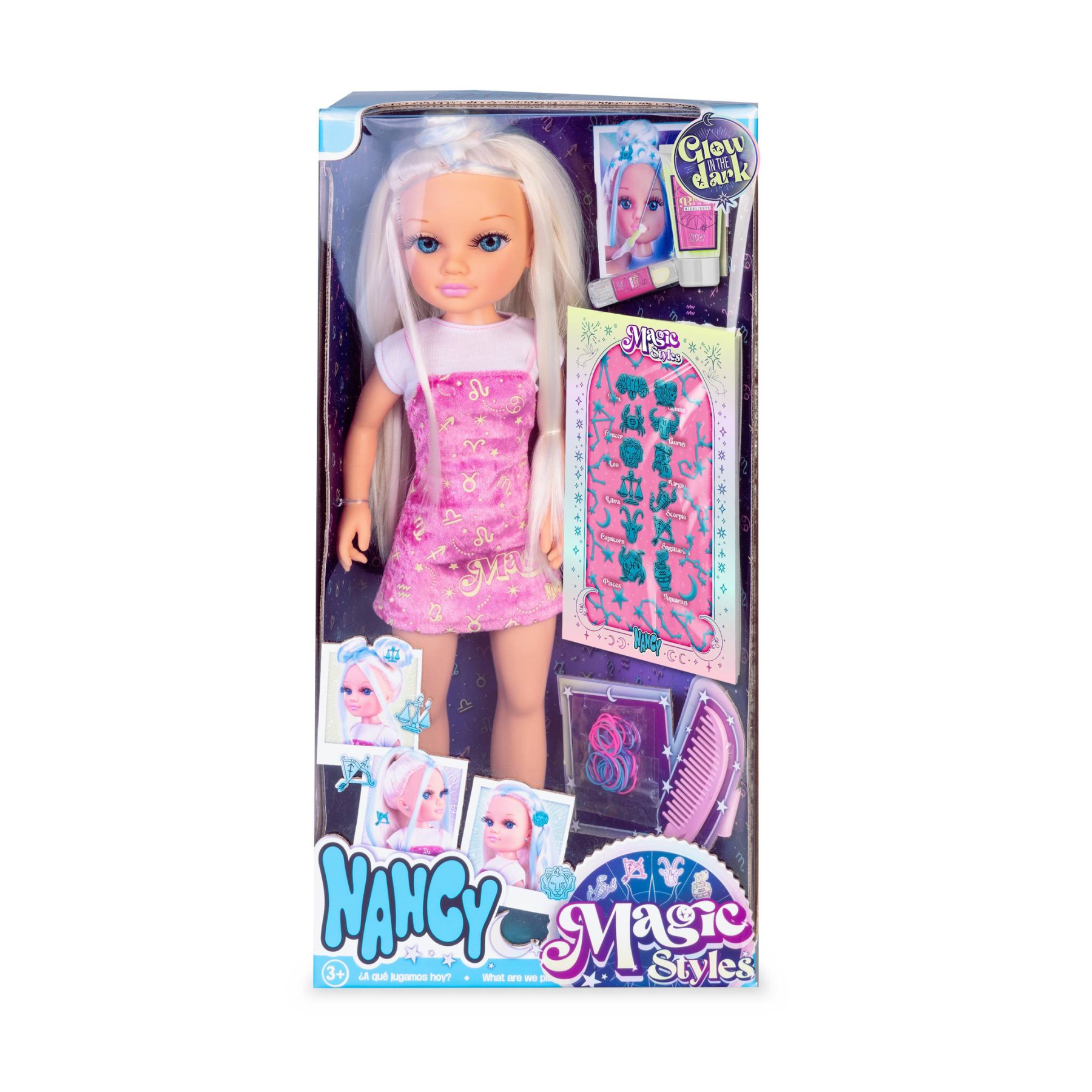 Nancy magic style, bambola nancy da 42 cm con accessori che brillano al buio. per bambine/i dai 3 anni. - NANCY