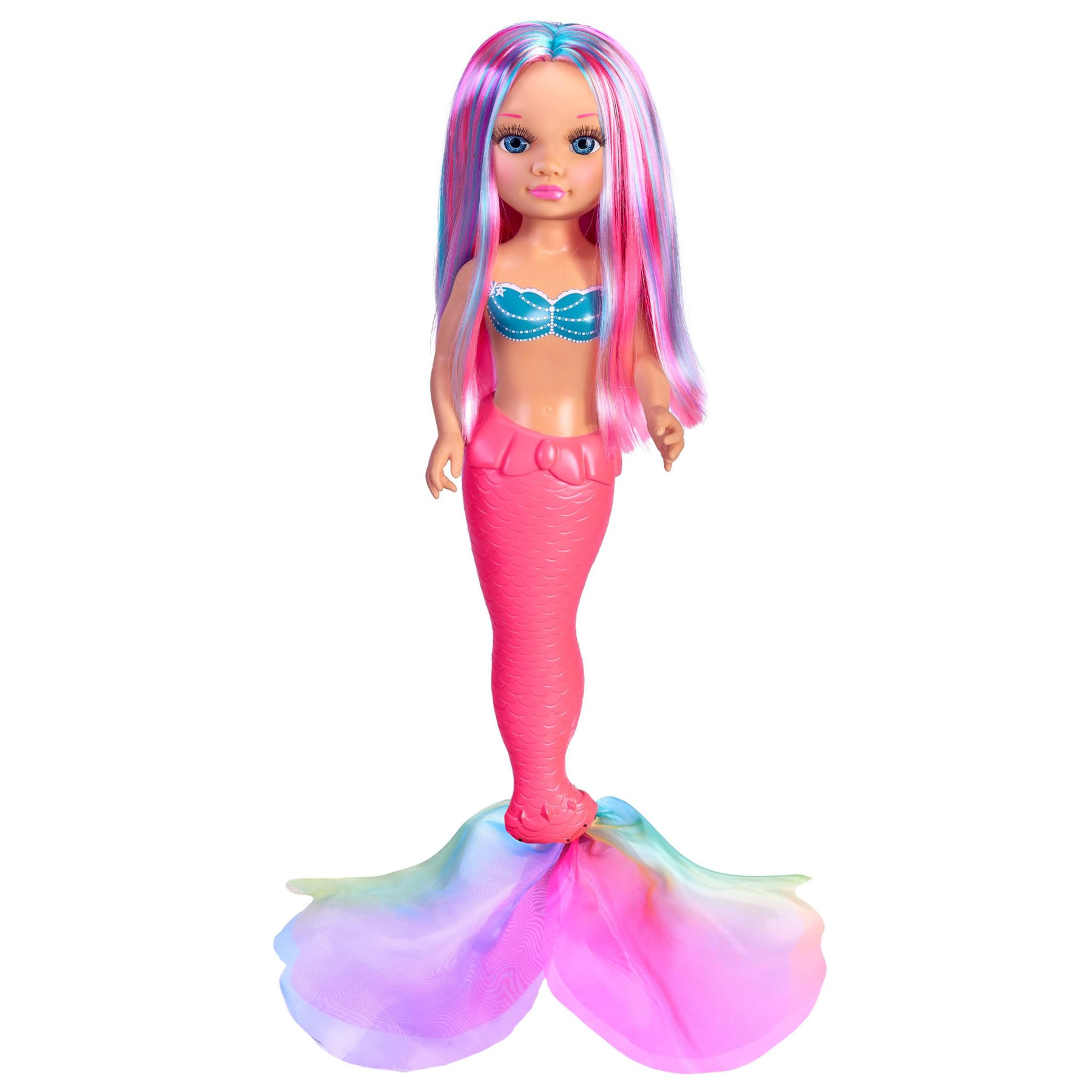 Nancy coral, bambola nancy da 42 cm sirenetta con coda in tessuto colorato, con lunghi capelli, per bambine/i da 3 anni - NANCY