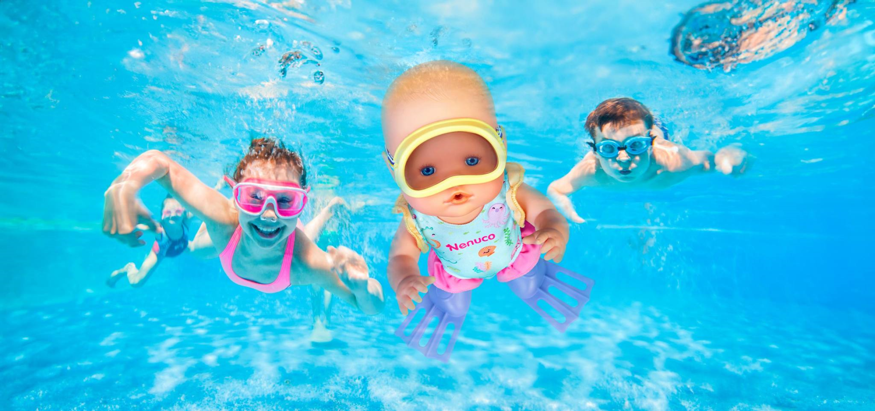 Nenuco impara ad immergersi, bambola da 35 cm con corpo rigido e costume da bagno.nuoterà per davvero. per bambine/i da 2 anni - NENUCO
