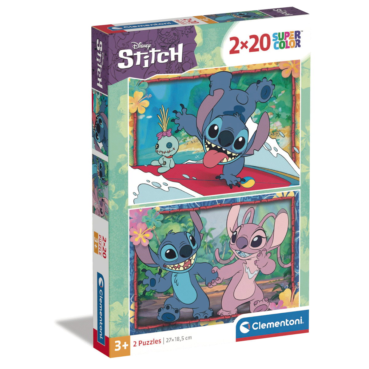 Clementoni - supercolor puzzle disney stitch - 2x20 pezzi, 24809 - CLEMENTONI