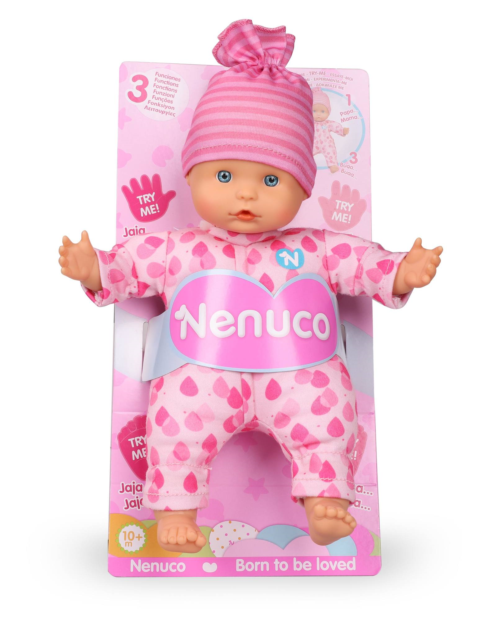 Nenuco soft 3 funzioni, bambola morbida con 3 funzioni, con pigiamino rosa, per bambine e bambini da 1 anno - NENUCO