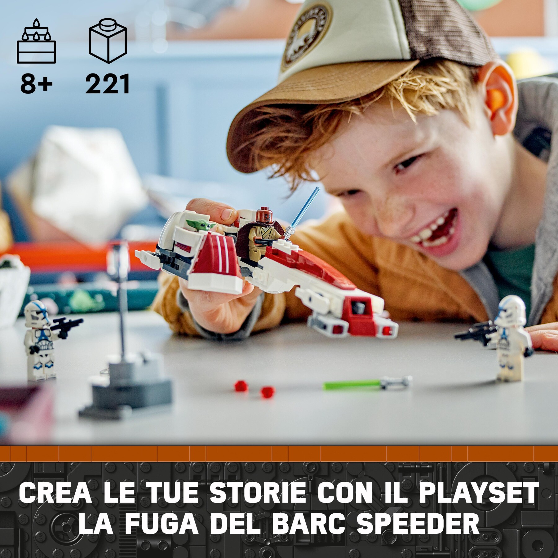 Lego star wars 75378 la fuga del barc speeder, giocattolo dal film the mandalorian, giochi per bambini 8+ con grogu (baby yoda) - LEGO® Star Wars™