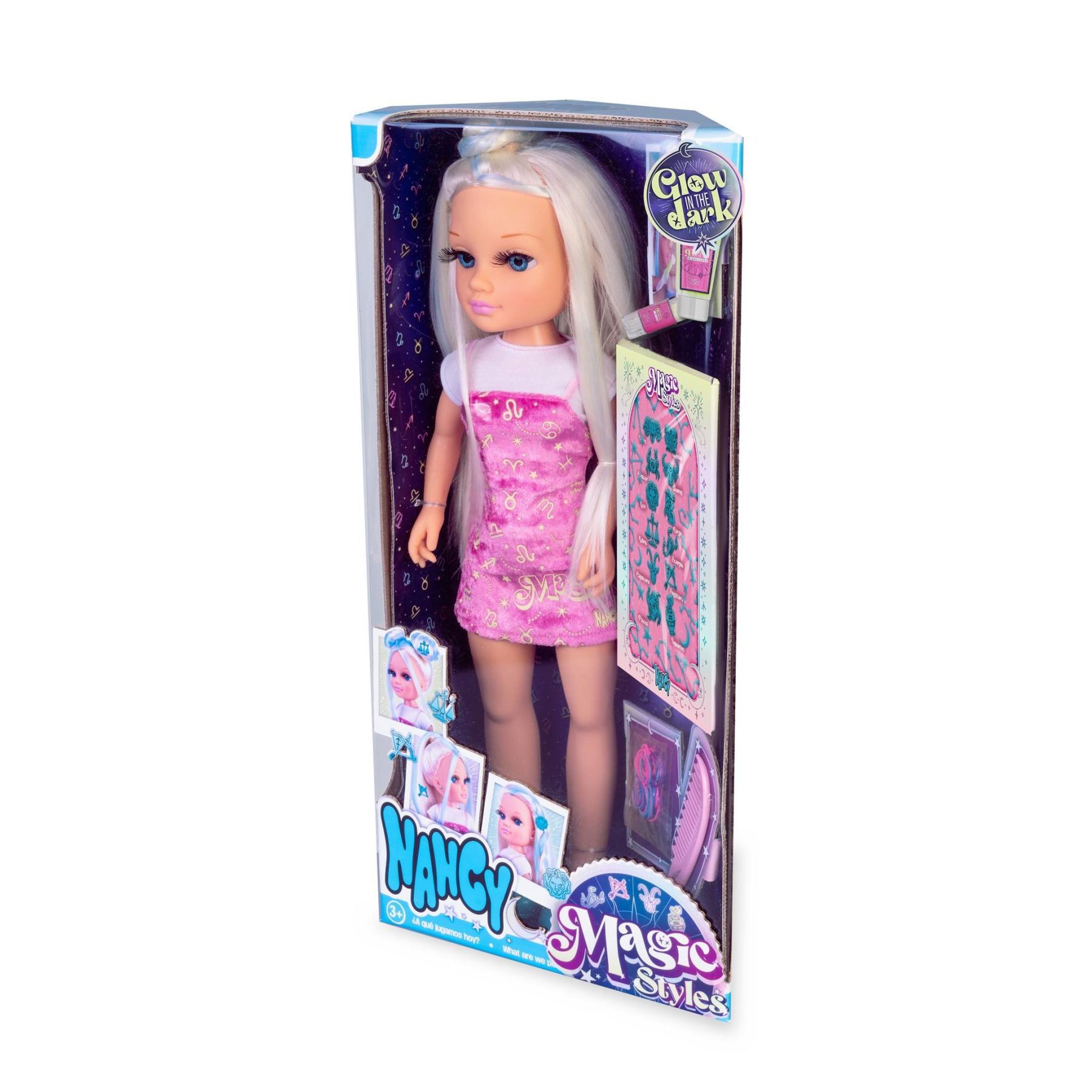 Nancy magic style, bambola nancy da 42 cm con accessori che brillano al buio. per bambine/i dai 3 anni. - NANCY