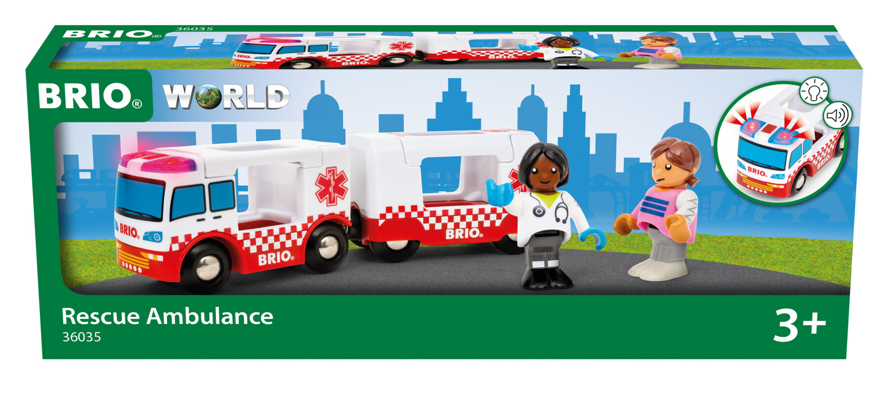 Brio world – ambulanza di soccorso 36035 | accessori per set di trenini per bambini dai 3 anni in su - BRIO