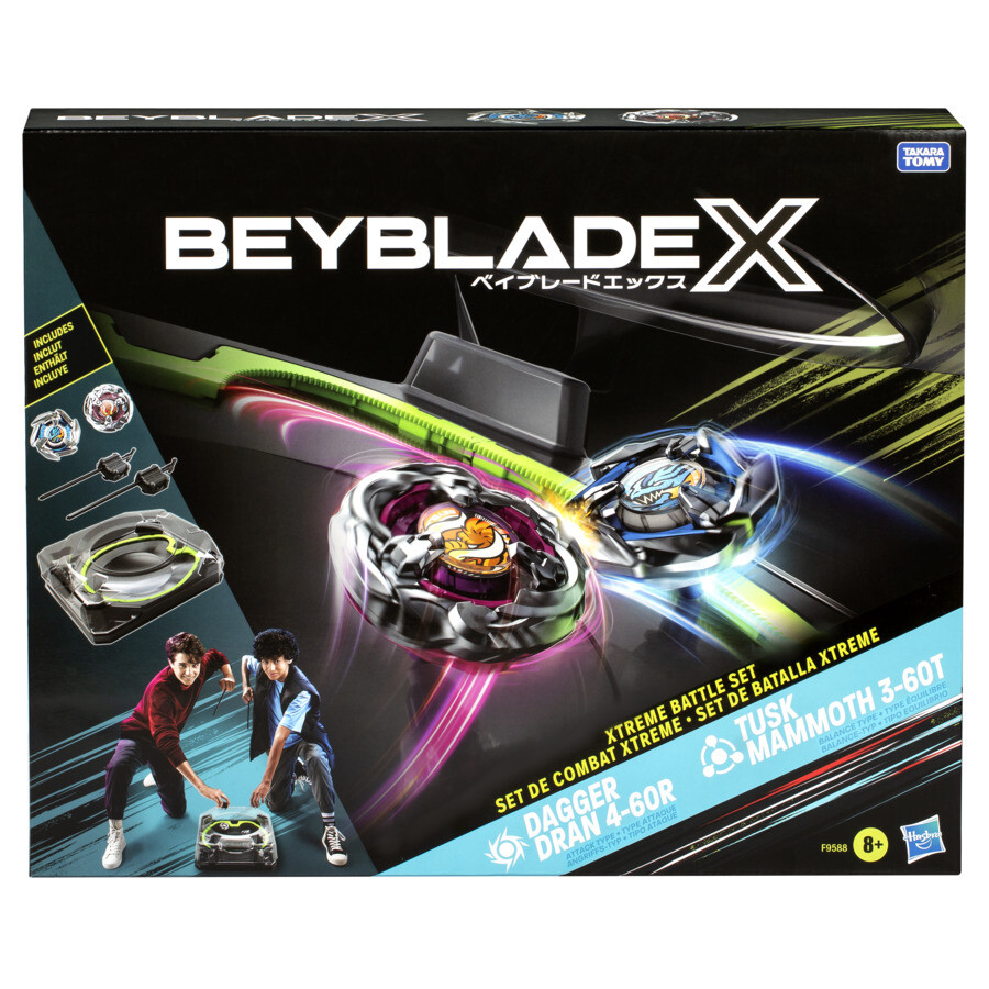 Hasbro beyblade x, battle set, set da combattimento con beystadium, 2 trottole e 2 lanciatori - BEYBLADE