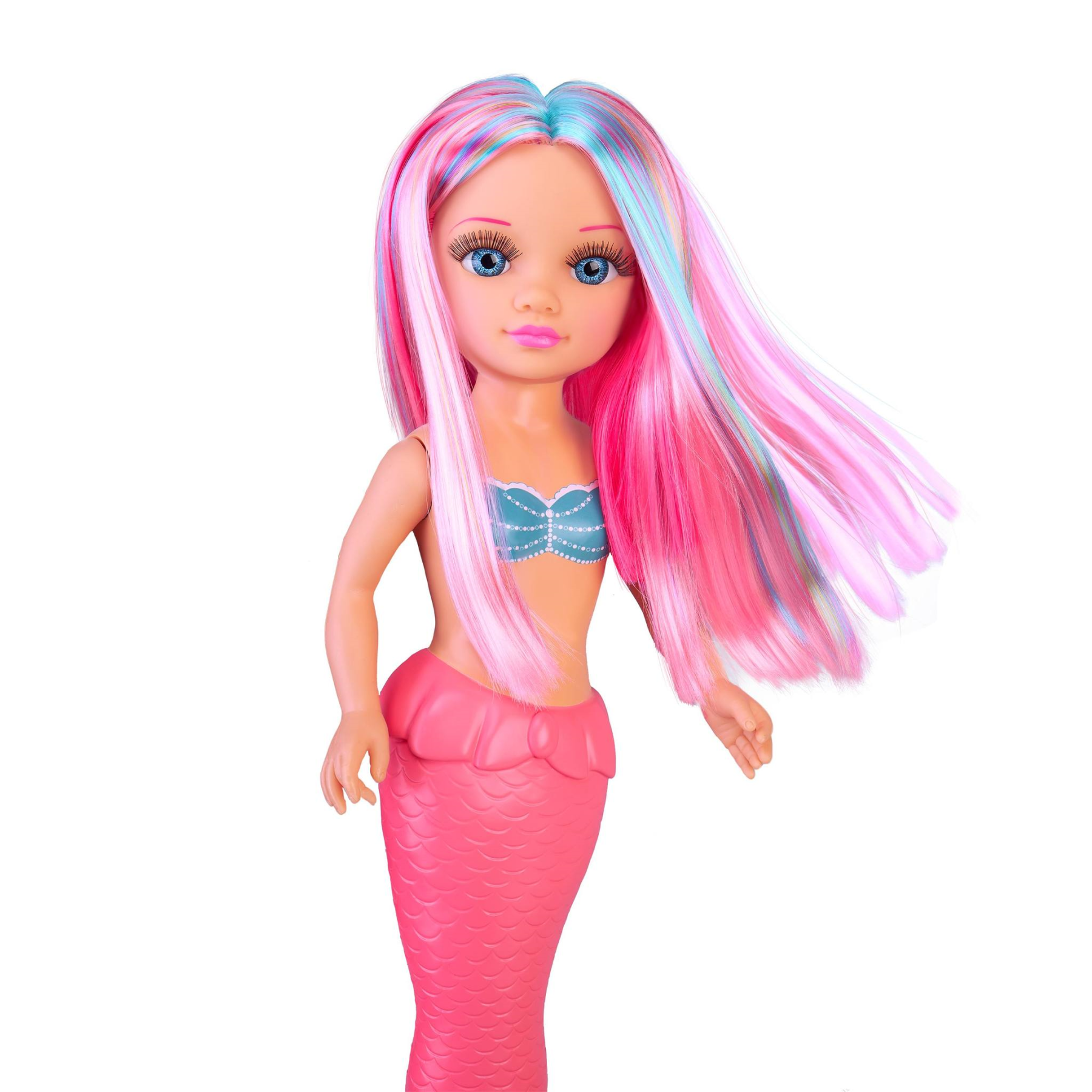 Nancy coral, bambola nancy da 42 cm sirenetta con coda in tessuto colorato, con lunghi capelli, per bambine/i da 3 anni - NANCY